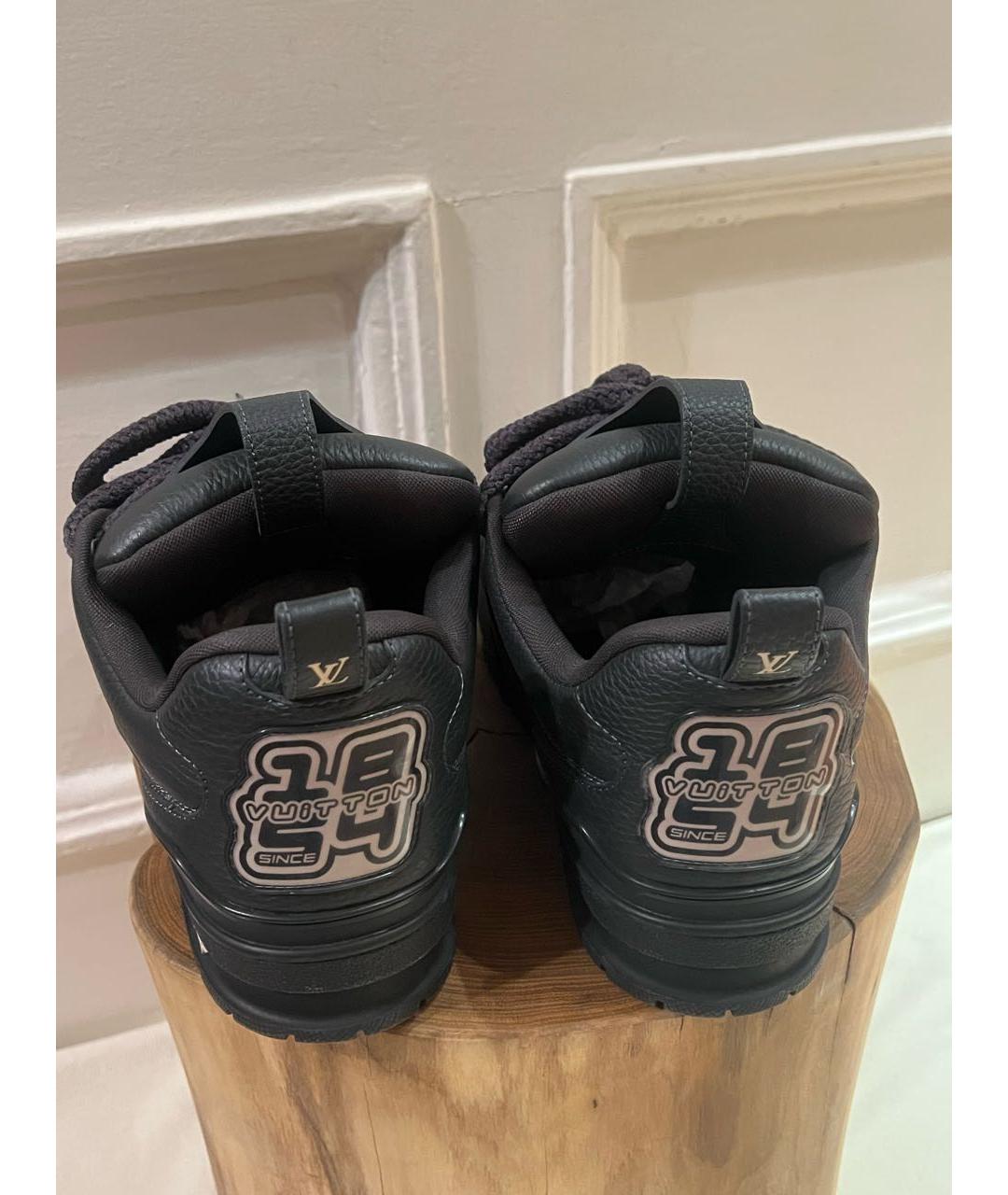 LOUIS VUITTON Черные кожаные низкие кроссовки / кеды, фото 4