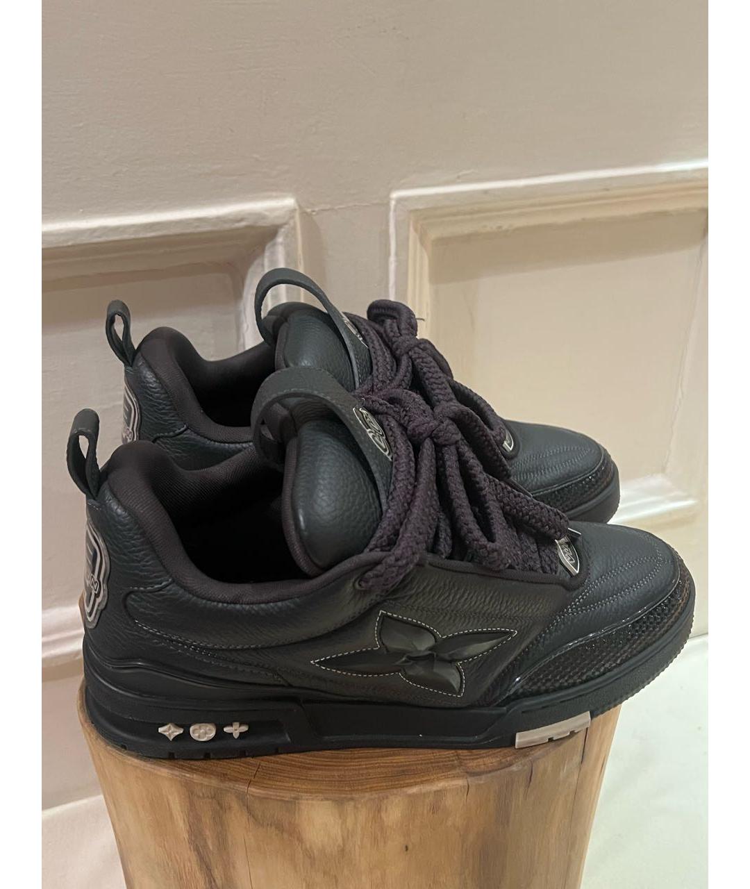 LOUIS VUITTON Черные кожаные низкие кроссовки / кеды, фото 3