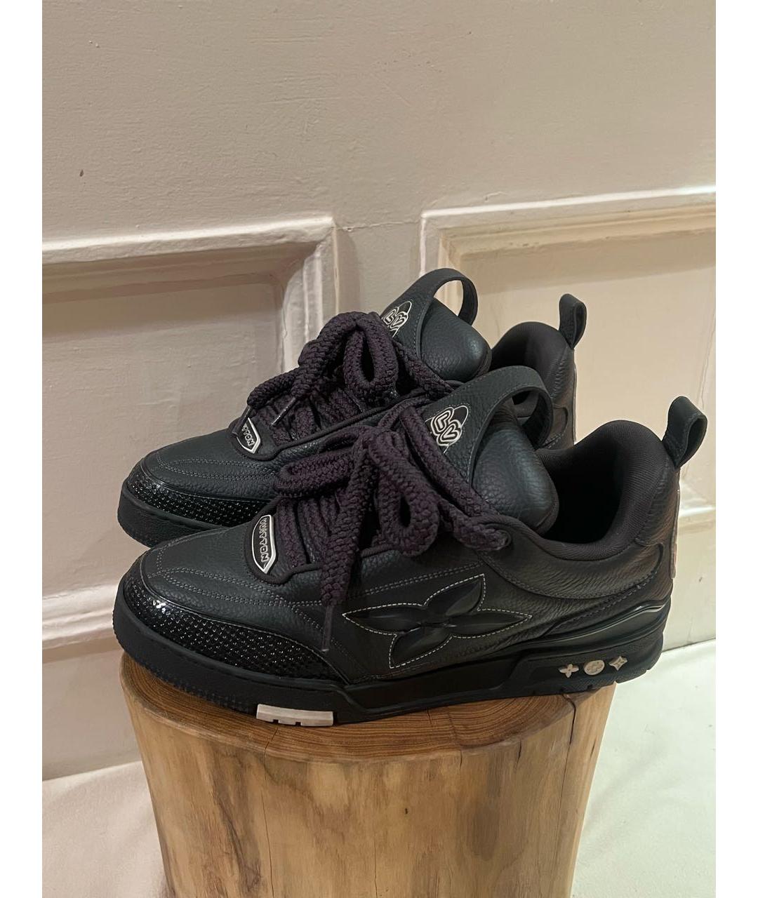 LOUIS VUITTON Черные кожаные низкие кроссовки / кеды, фото 6