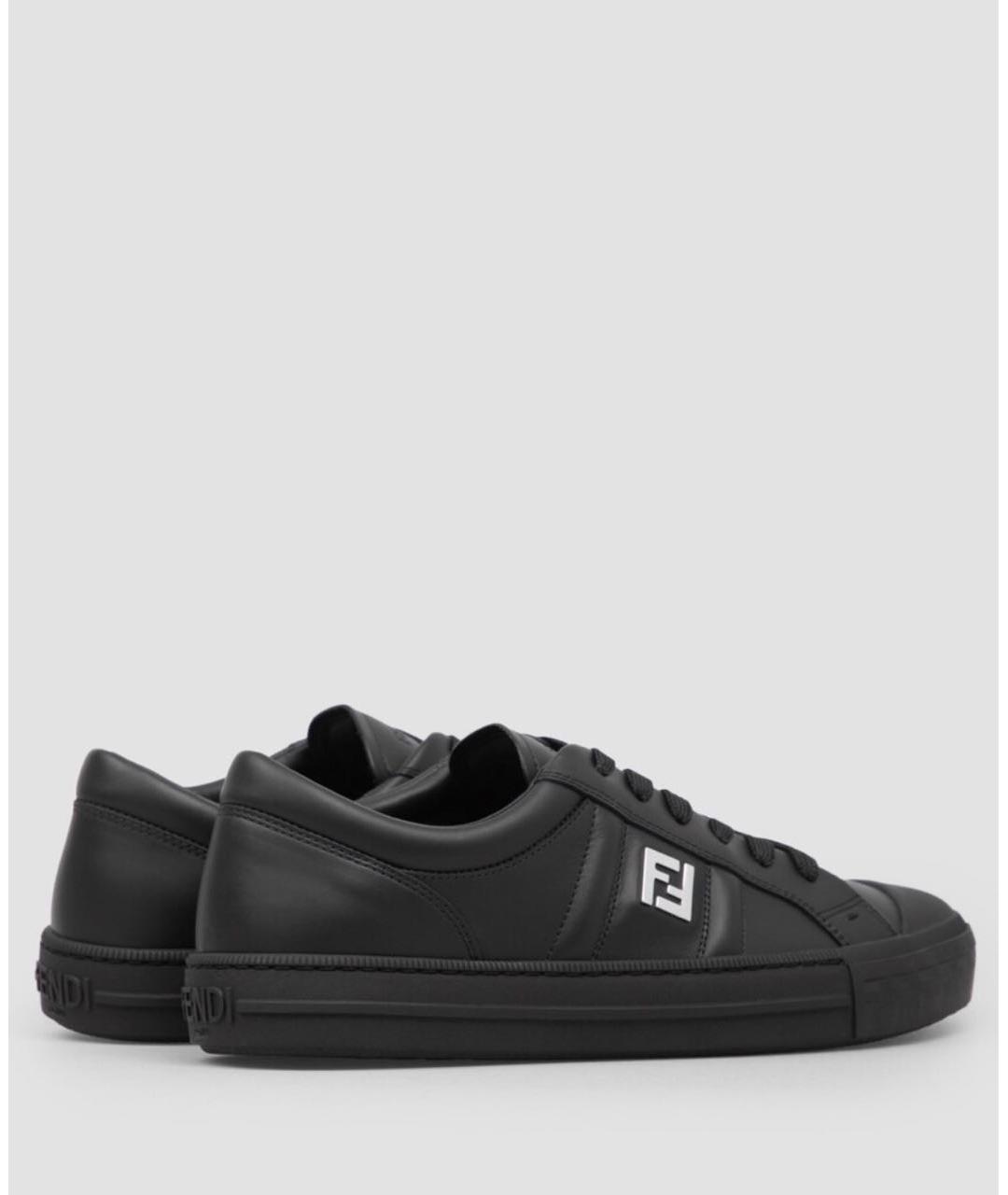 FENDI Черные кожаные низкие кроссовки / кеды, фото 3