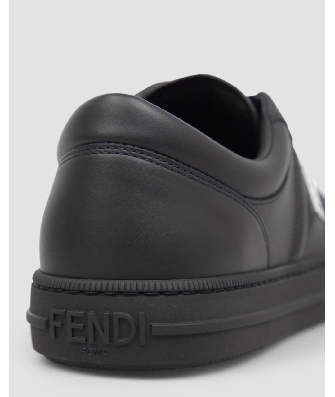 FENDI Черные кожаные низкие кроссовки / кеды, фото 5