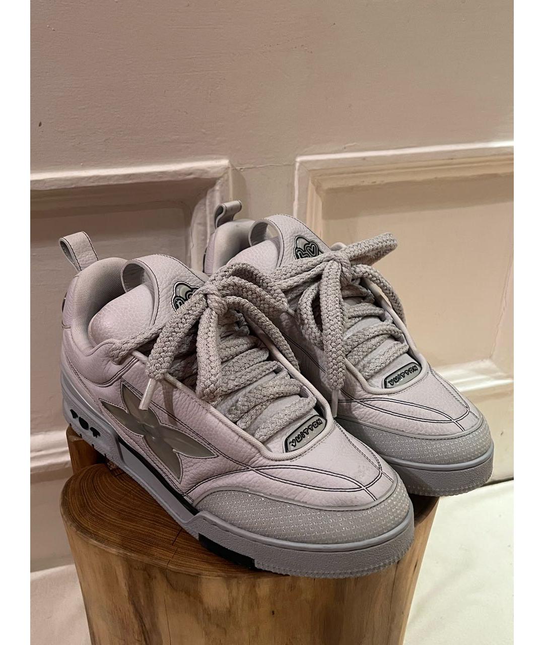 LOUIS VUITTON Серые кожаные низкие кроссовки / кеды, фото 2