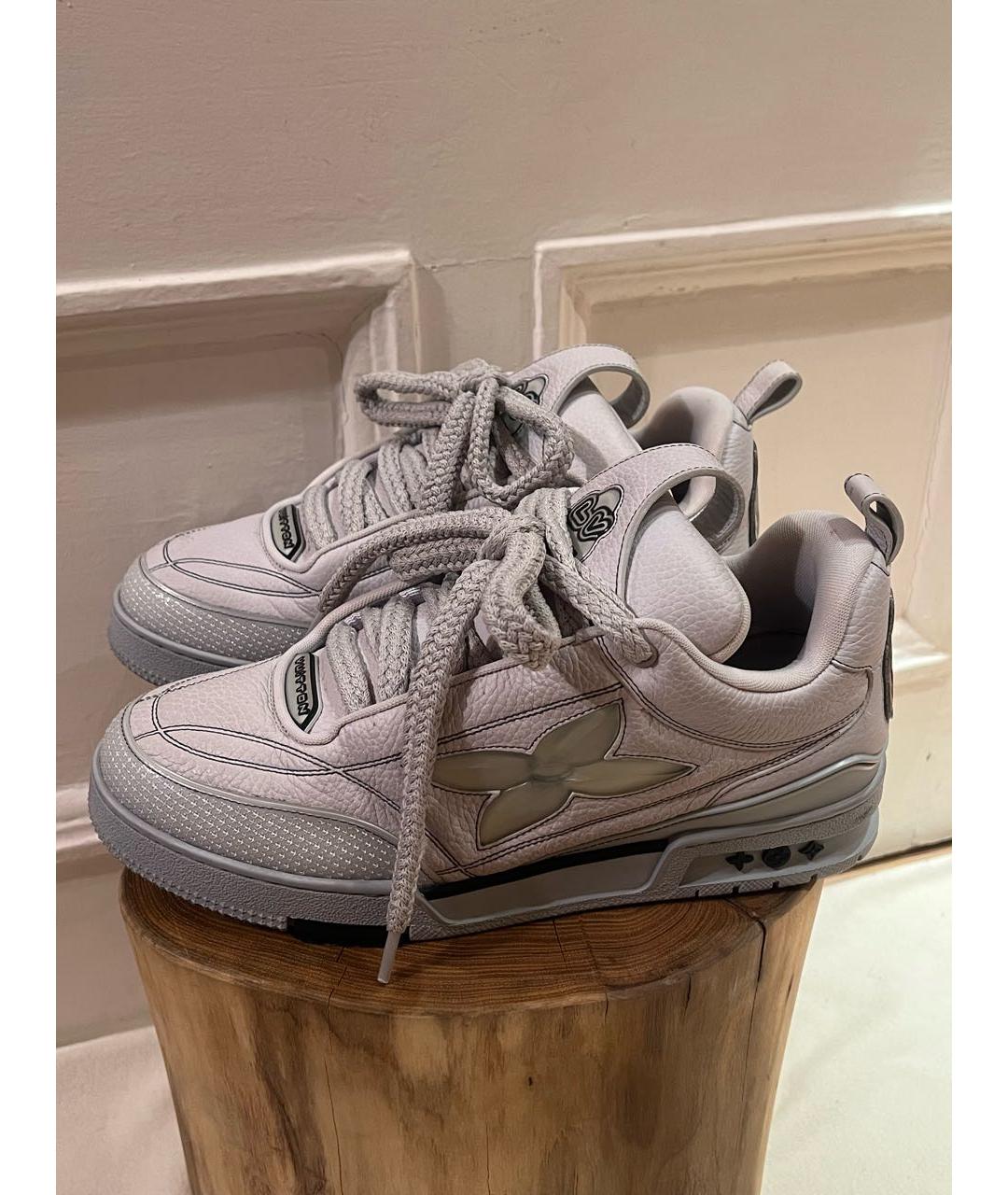 LOUIS VUITTON Серые кожаные низкие кроссовки / кеды, фото 6