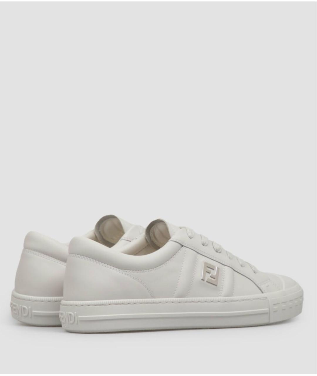 FENDI Белые кожаные низкие кроссовки / кеды, фото 3