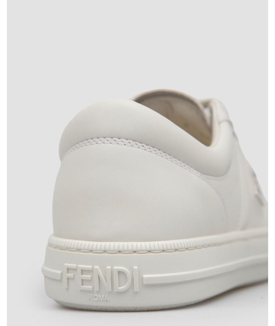 FENDI Белые кожаные низкие кроссовки / кеды, фото 5