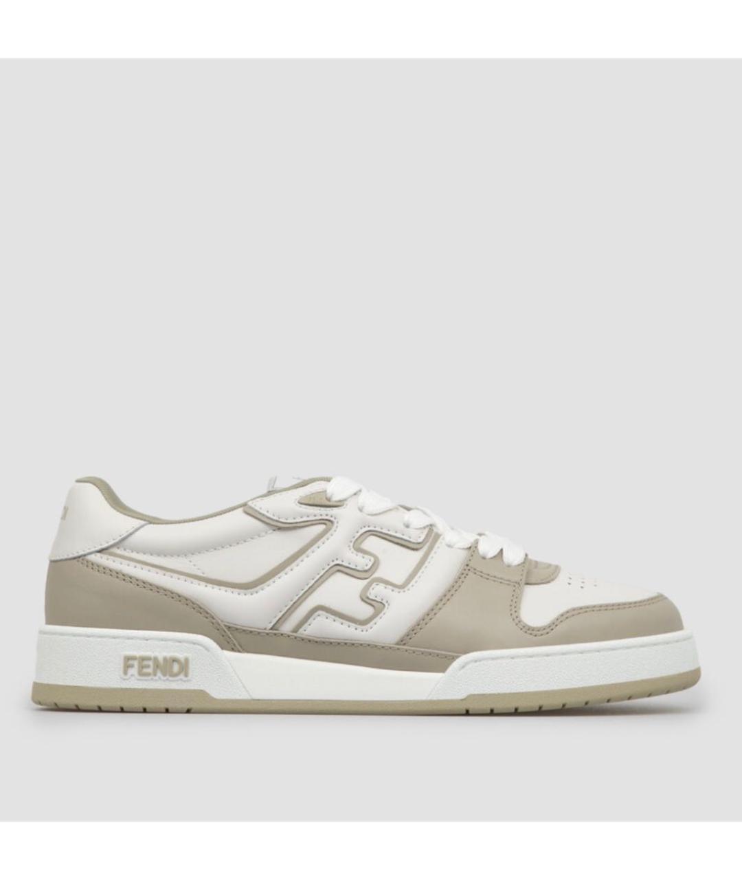 FENDI Бежевые кожаные низкие кроссовки / кеды, фото 5