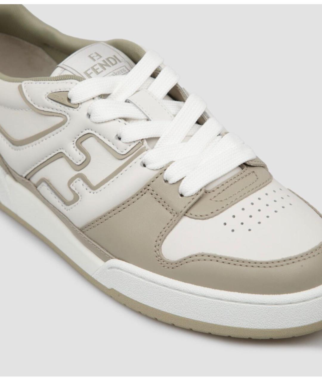 FENDI Бежевые кожаные низкие кроссовки / кеды, фото 4