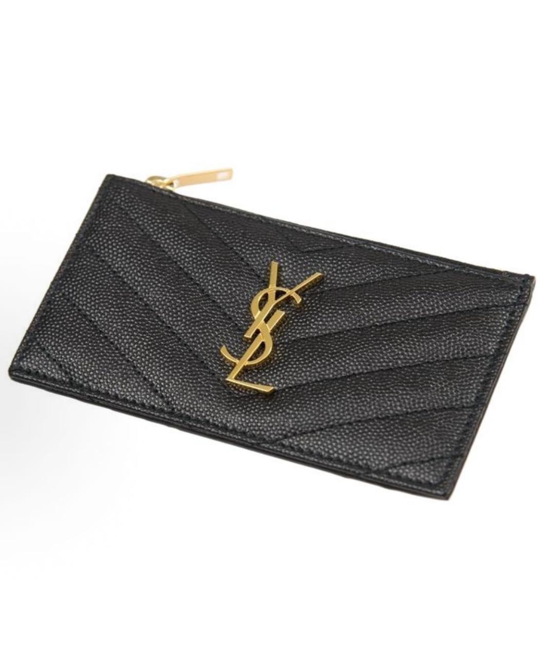 SAINT LAURENT Черный кожаный кардхолдер, фото 4