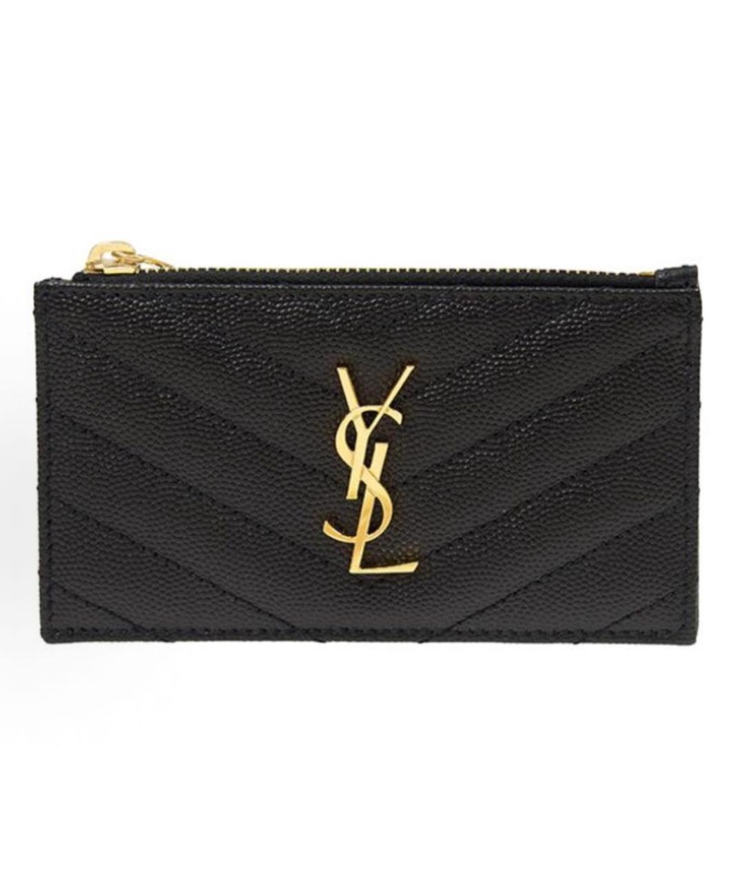 SAINT LAURENT Черный кожаный кардхолдер, фото 5