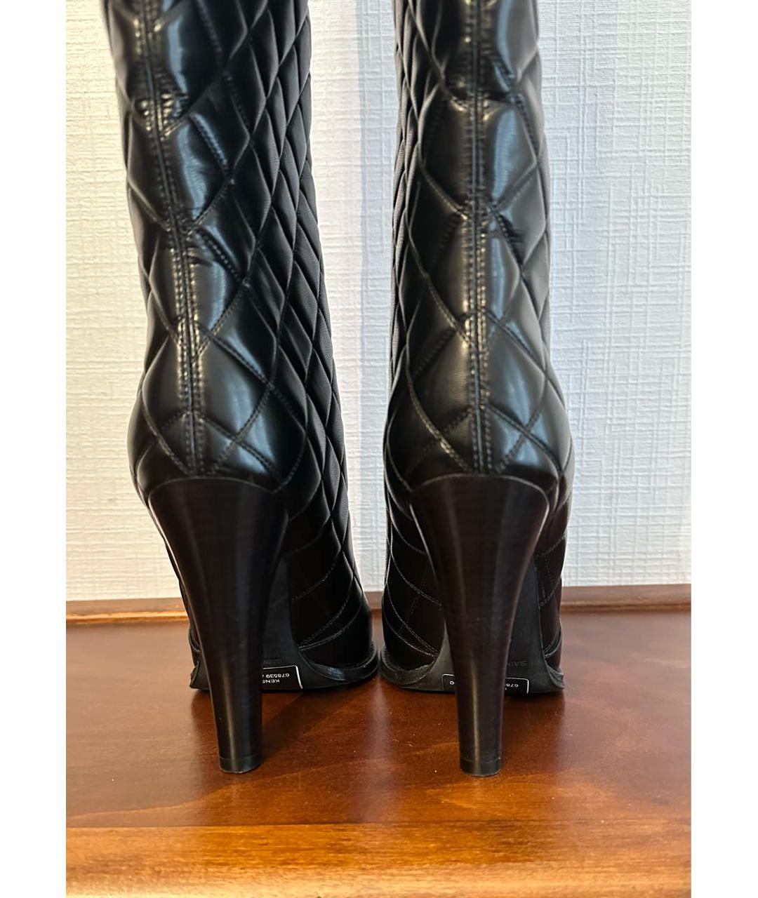 SAINT LAURENT Черные кожаные сапоги, фото 4