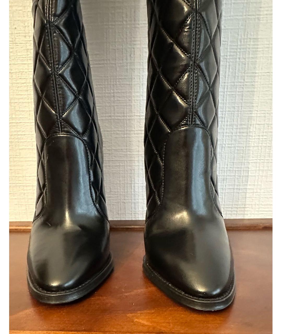 SAINT LAURENT Черные кожаные сапоги, фото 3