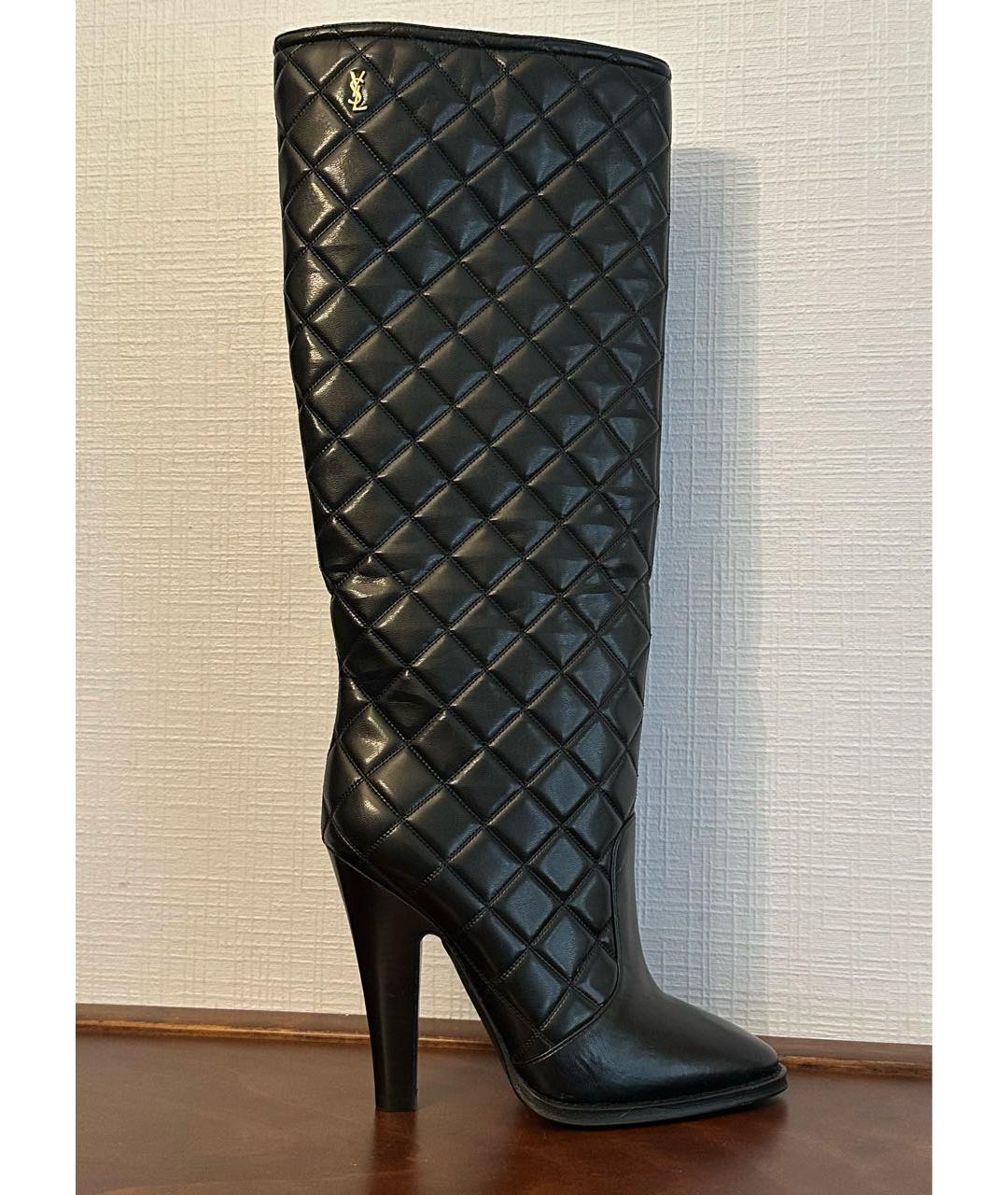SAINT LAURENT Черные кожаные сапоги, фото 7