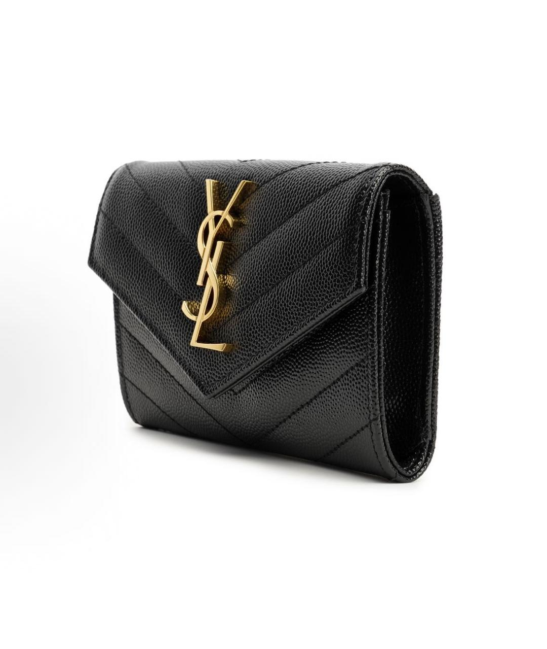 SAINT LAURENT Черный кожаный кошелек, фото 2