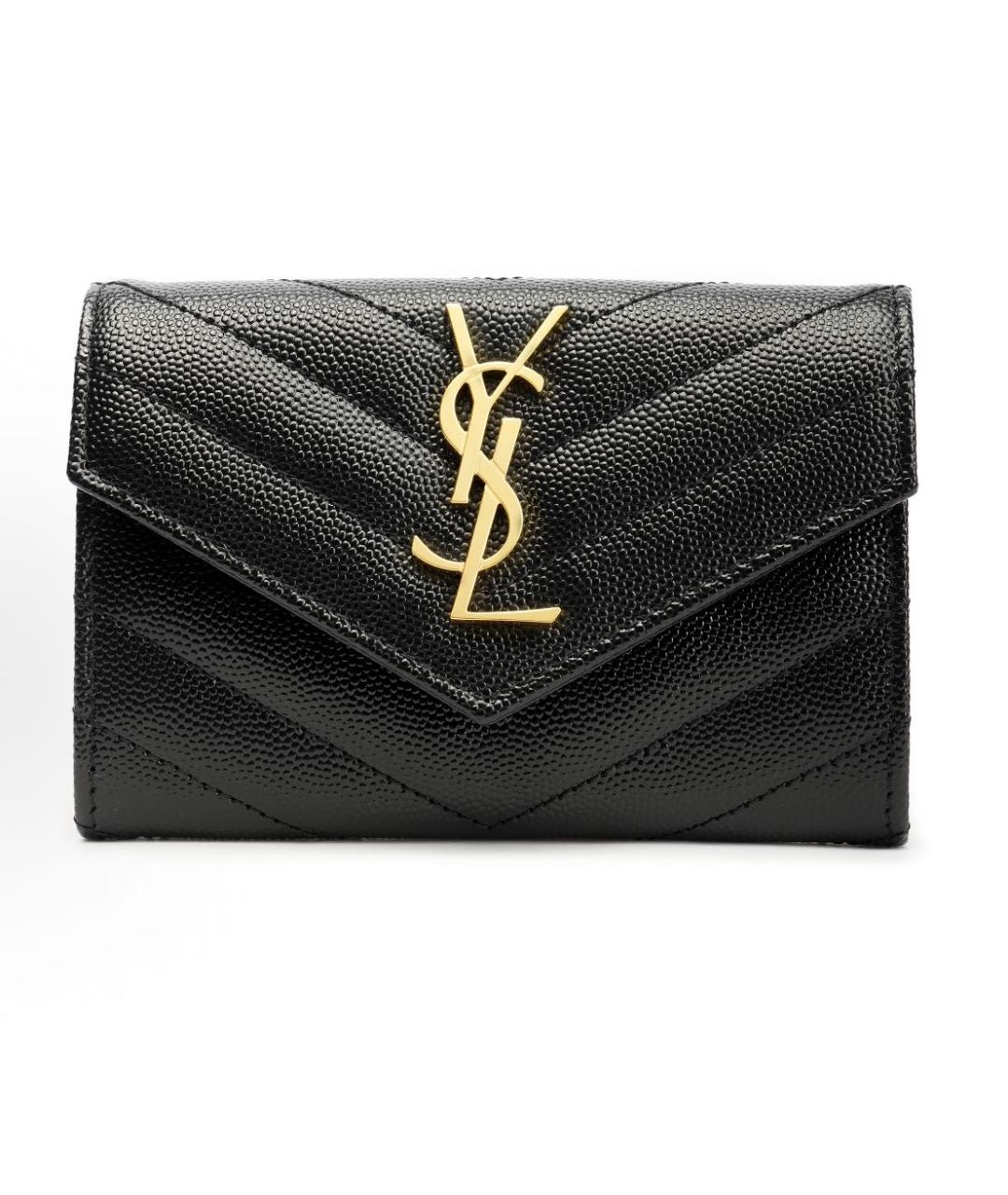 SAINT LAURENT Черный кожаный кошелек, фото 6