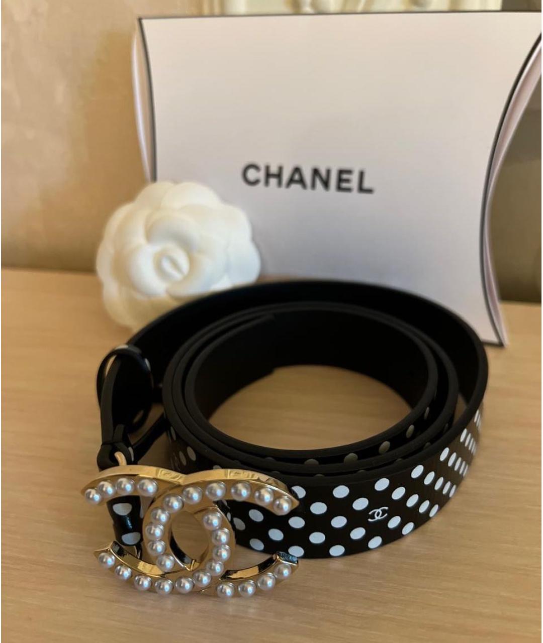 CHANEL Черный ремень из лакированной кожи, фото 2