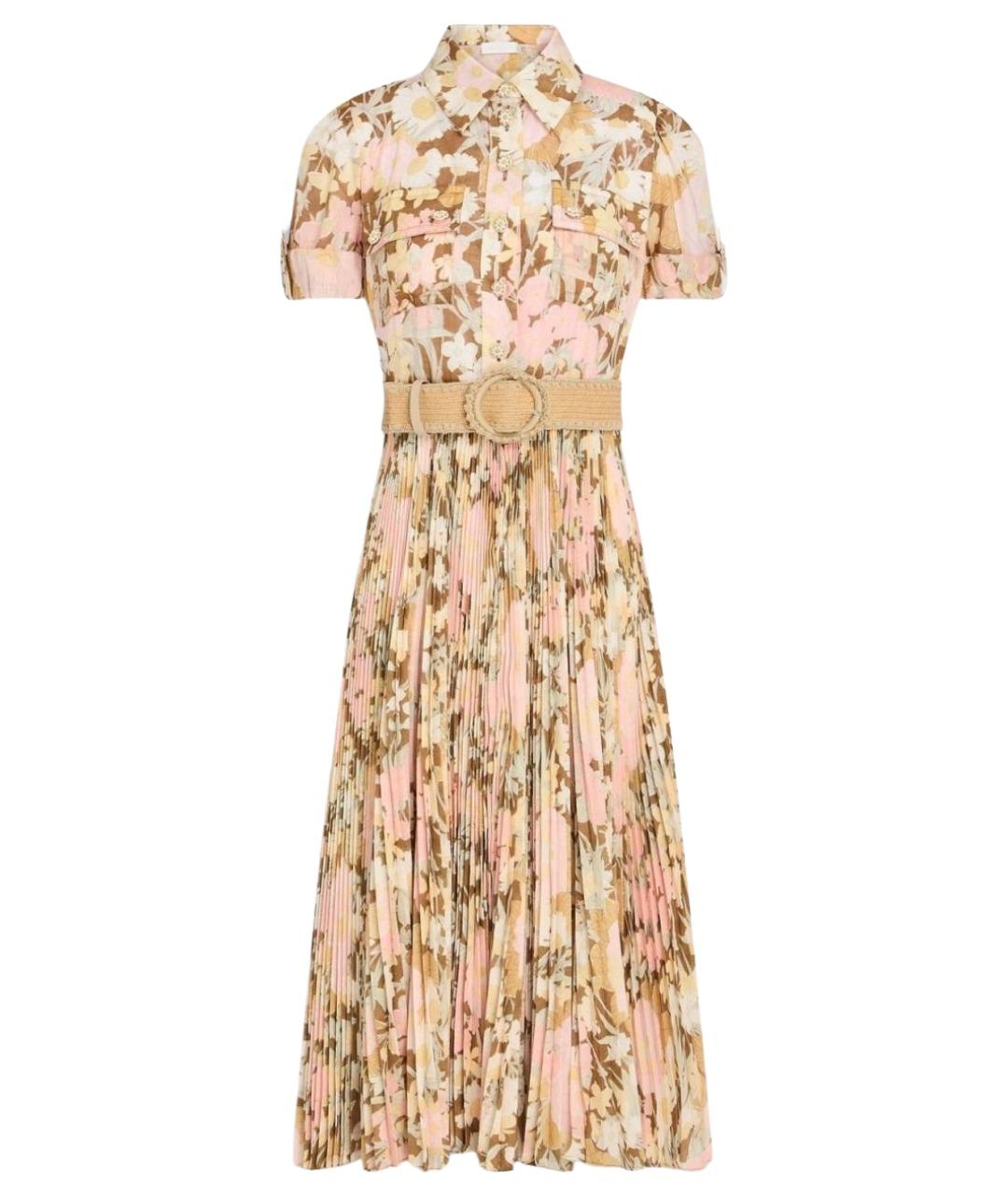 ZIMMERMANN Бежевое полиэстеровое коктейльное платье, фото 1