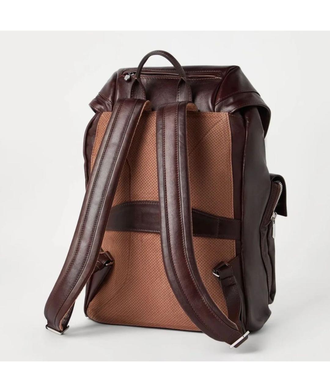 BRUNELLO CUCINELLI Коричневый кожаный рюкзак, фото 5