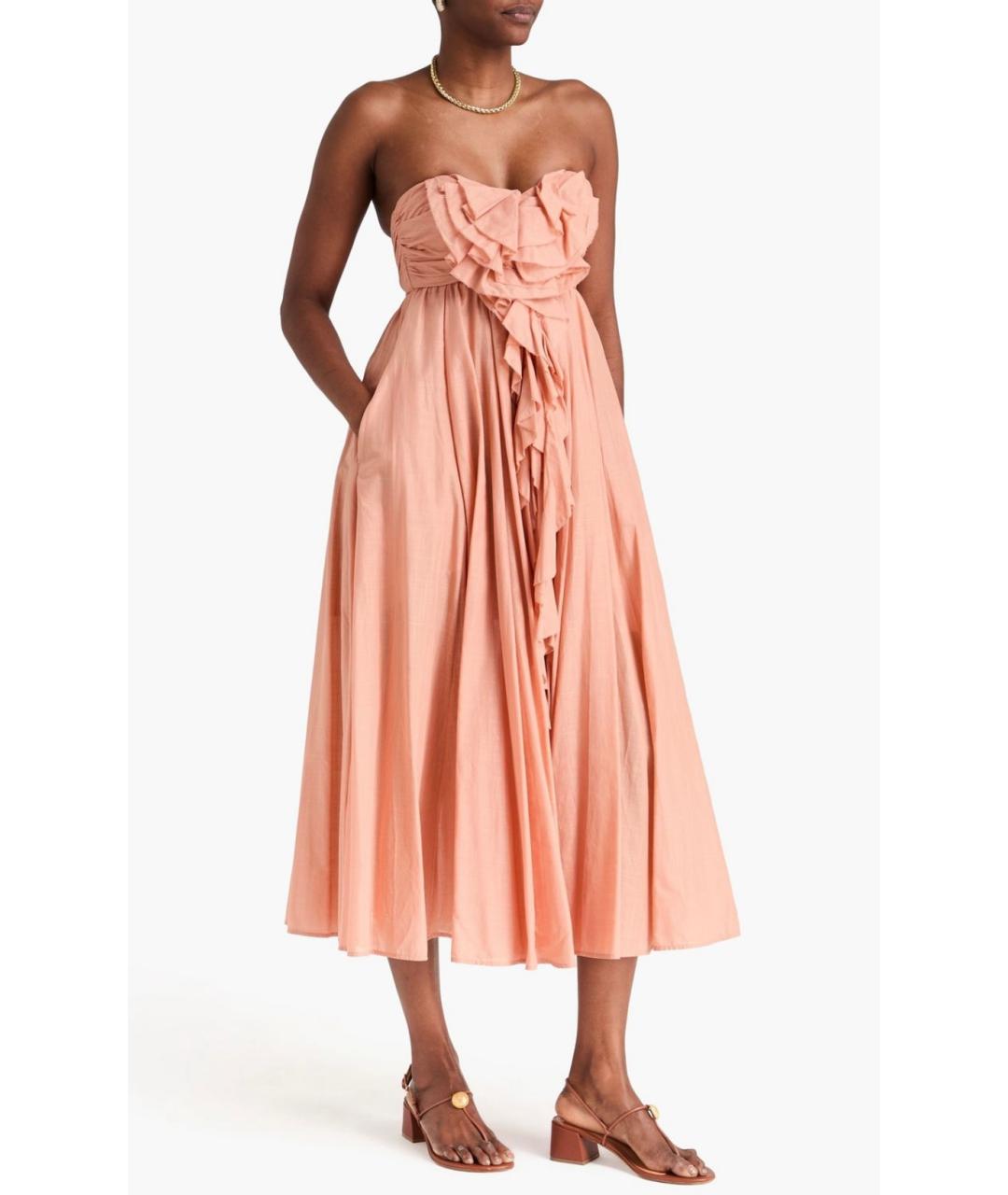ZIMMERMANN Розовое хлопковое коктейльное платье, фото 5