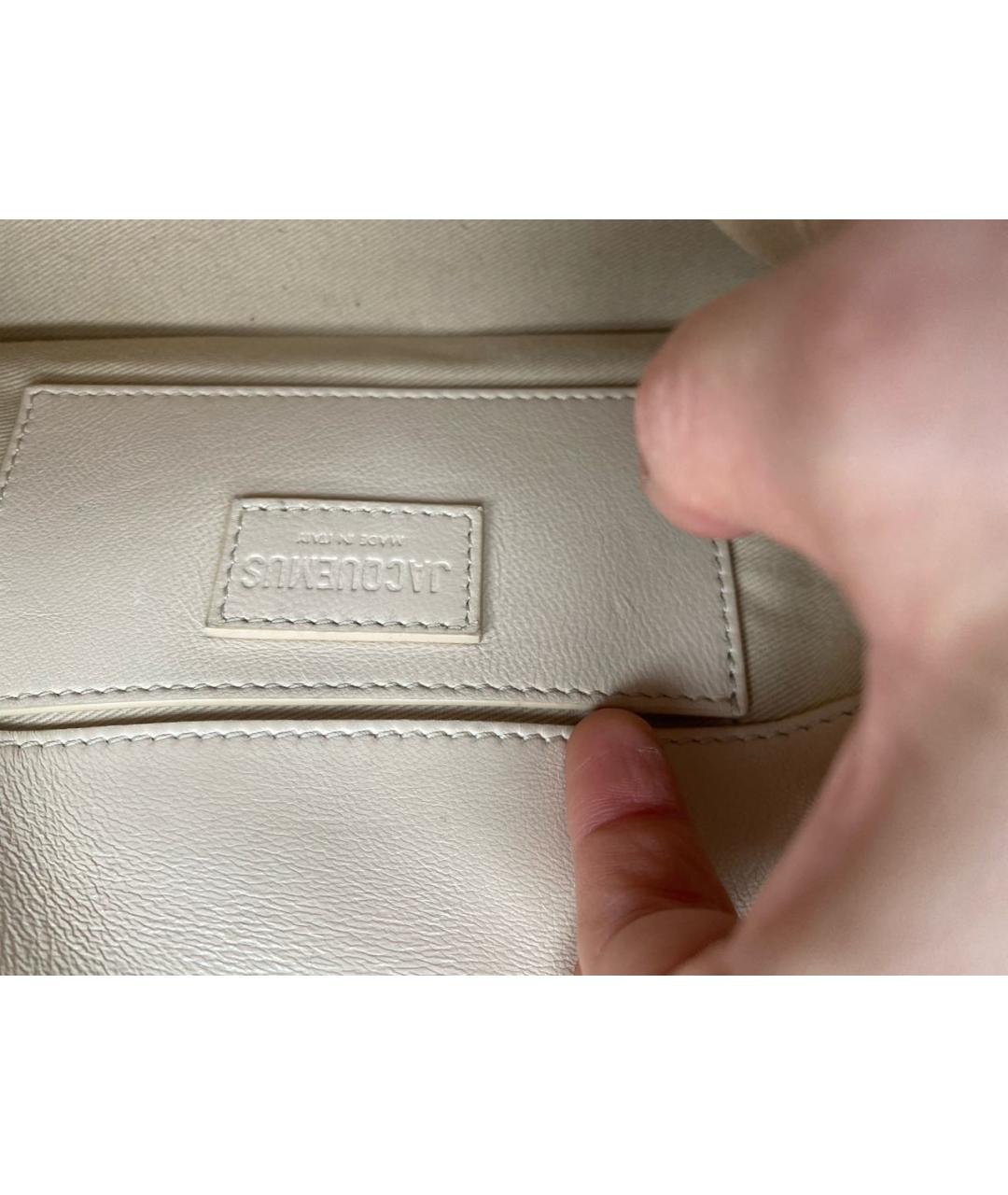 JACQUEMUS Бежевая кожаная сумка с короткими ручками, фото 6