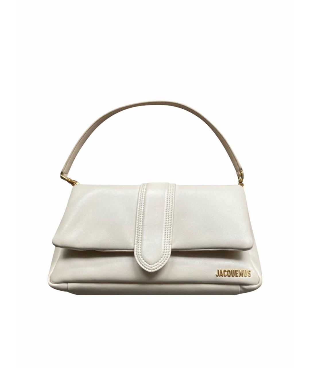 JACQUEMUS Бежевая кожаная сумка с короткими ручками, фото 1