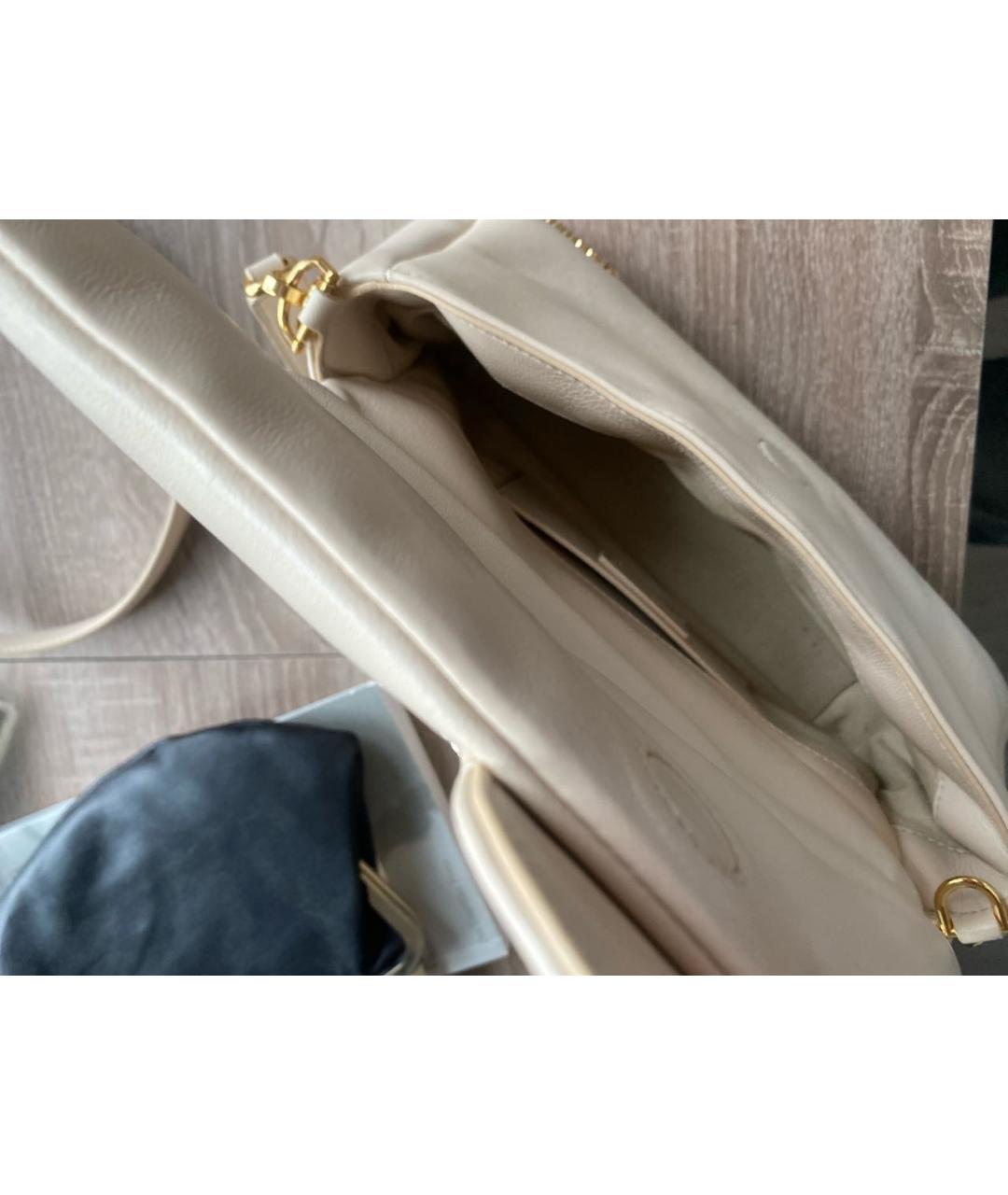 JACQUEMUS Бежевая кожаная сумка с короткими ручками, фото 4