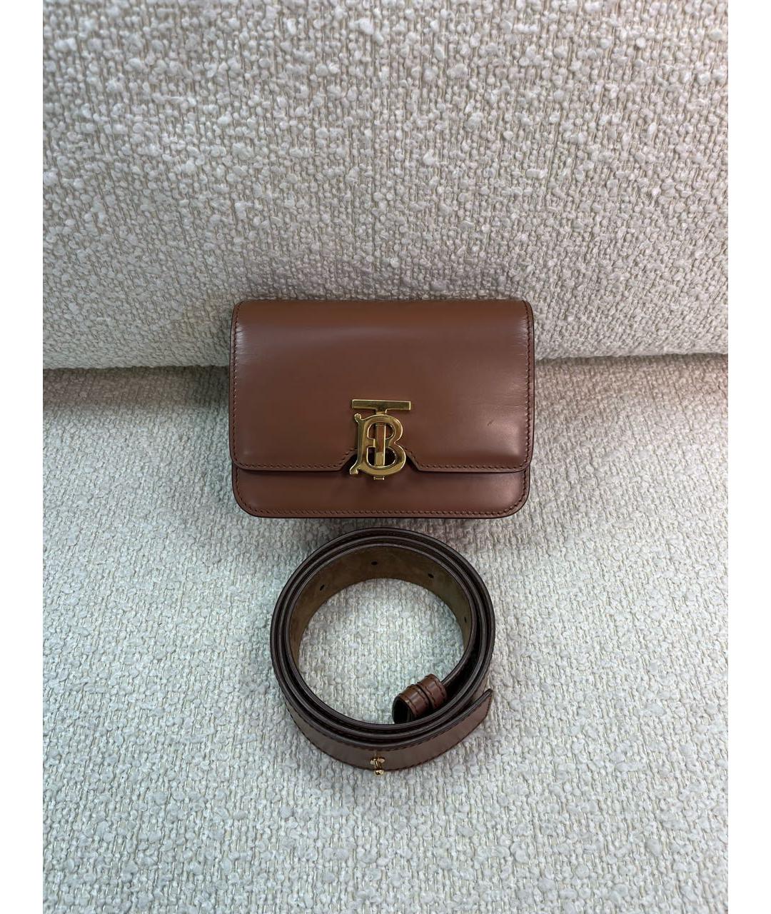 BURBERRY Коричневая кожаная поясная сумка, фото 8