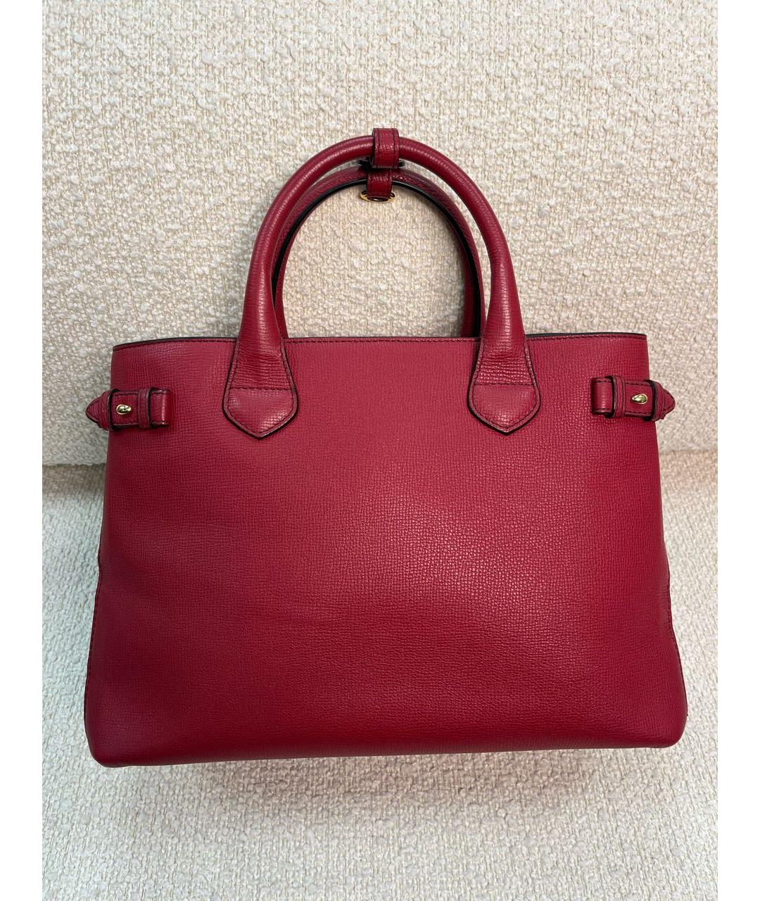 BURBERRY Бордовая кожаная сумка тоут, фото 3