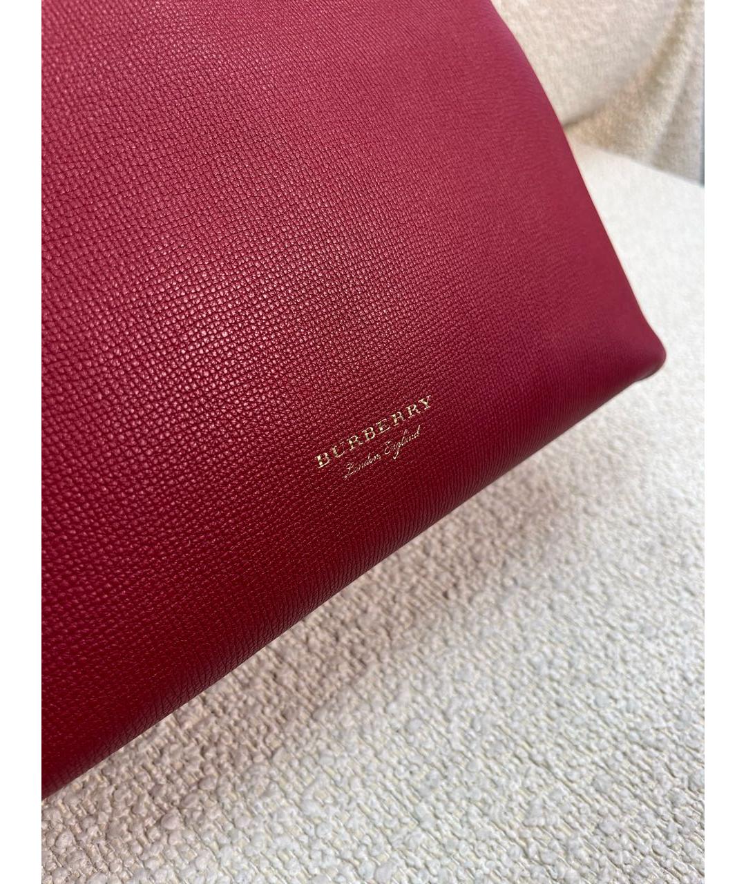 BURBERRY Бордовая кожаная сумка тоут, фото 8