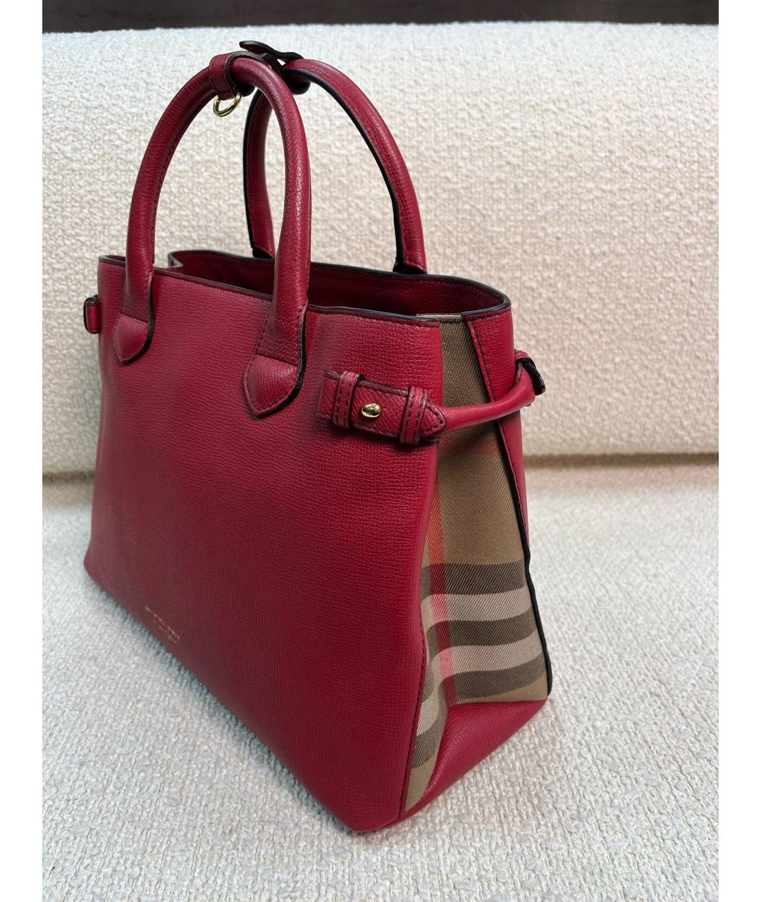 BURBERRY Бордовая кожаная сумка тоут, фото 6