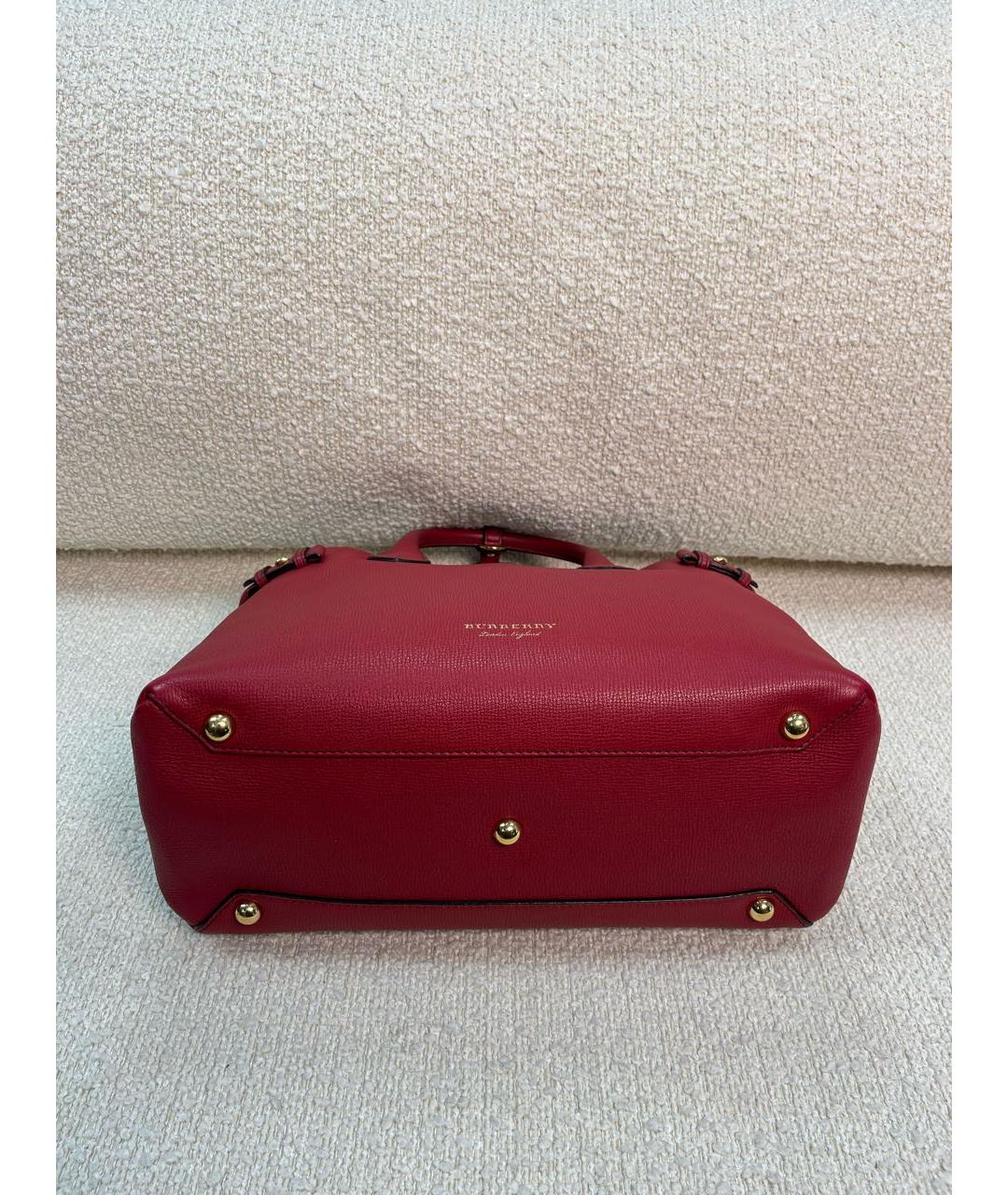 BURBERRY Бордовая кожаная сумка тоут, фото 7