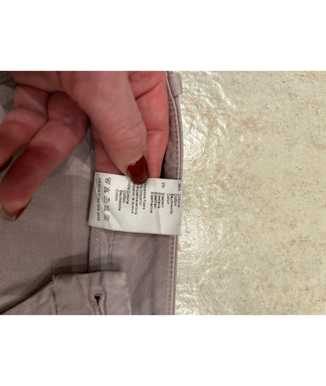 PESERICO Бежевые хлопковые прямые брюки, фото 5