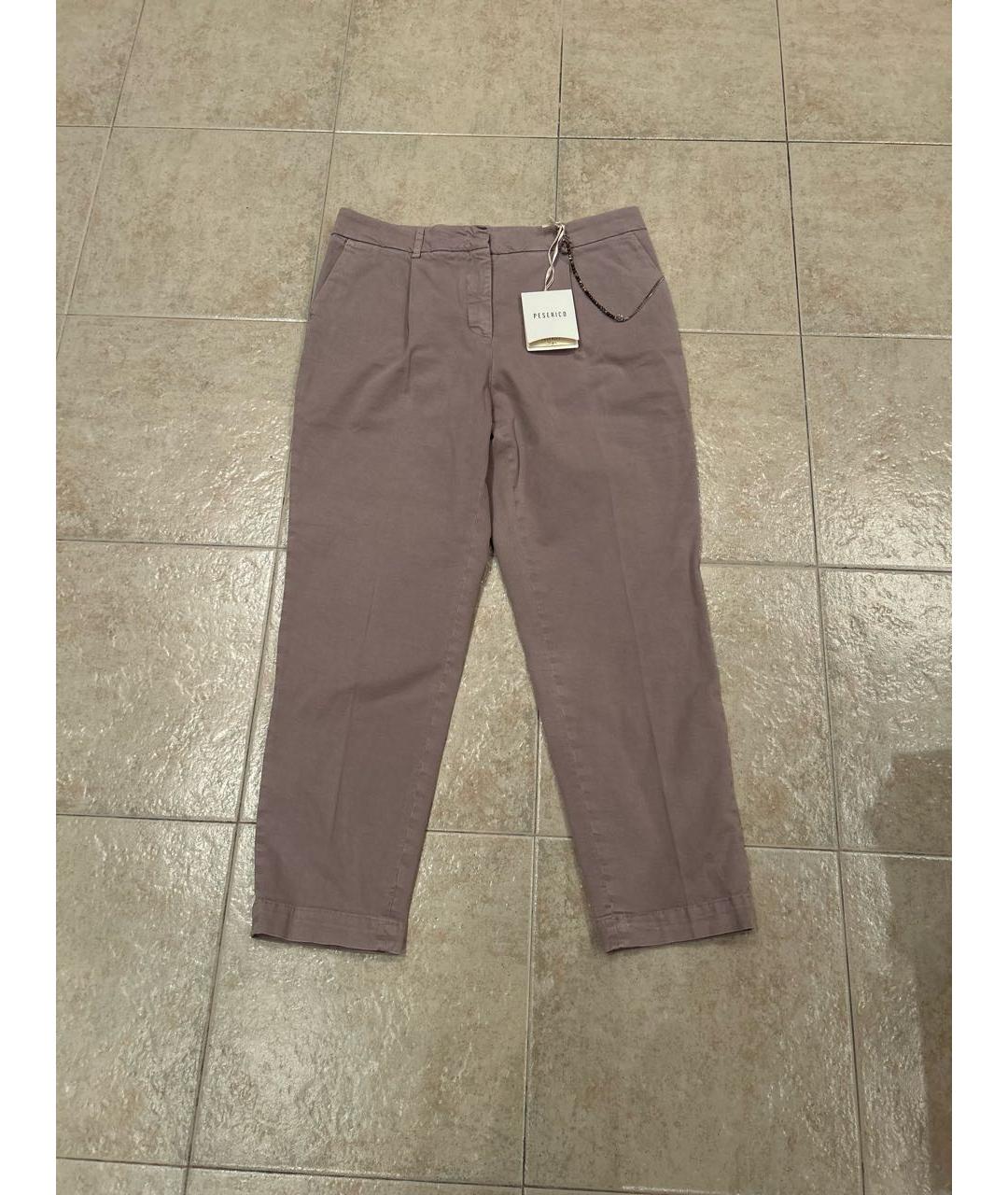 PESERICO Бежевые хлопковые прямые брюки, фото 8