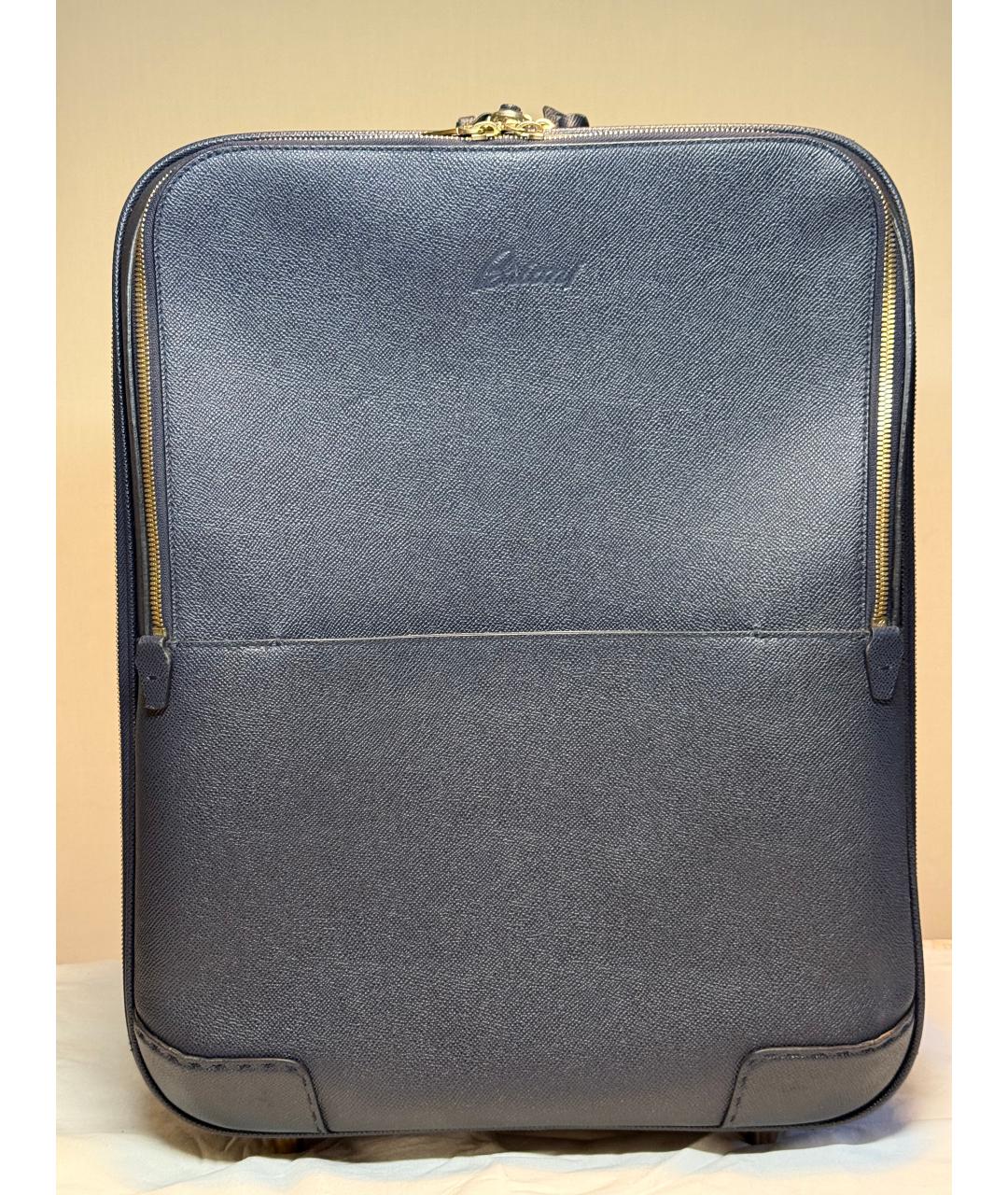 BRIONI Темно-синий кожаный чемодан, фото 9