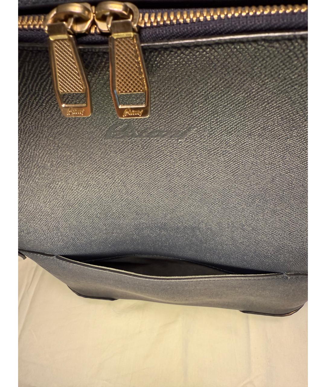 BRIONI Темно-синий кожаный чемодан, фото 6