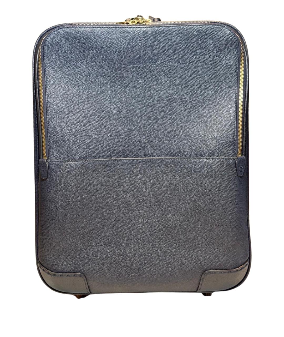 BRIONI Темно-синий кожаный чемодан, фото 1