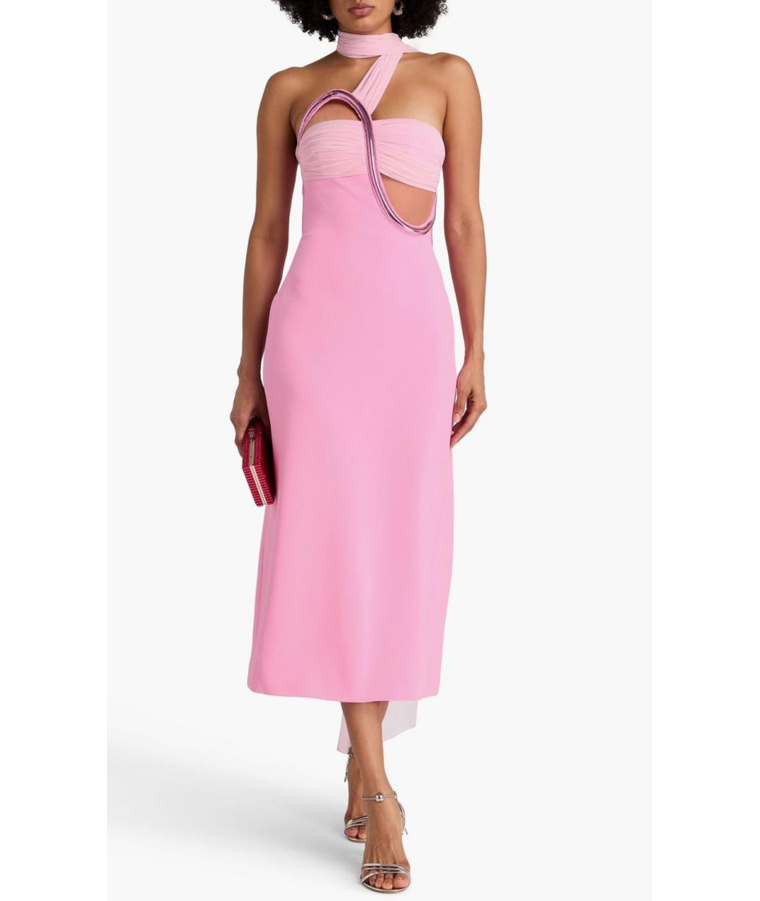 DAVID KOMA Розовое вискозное коктейльное платье, фото 2
