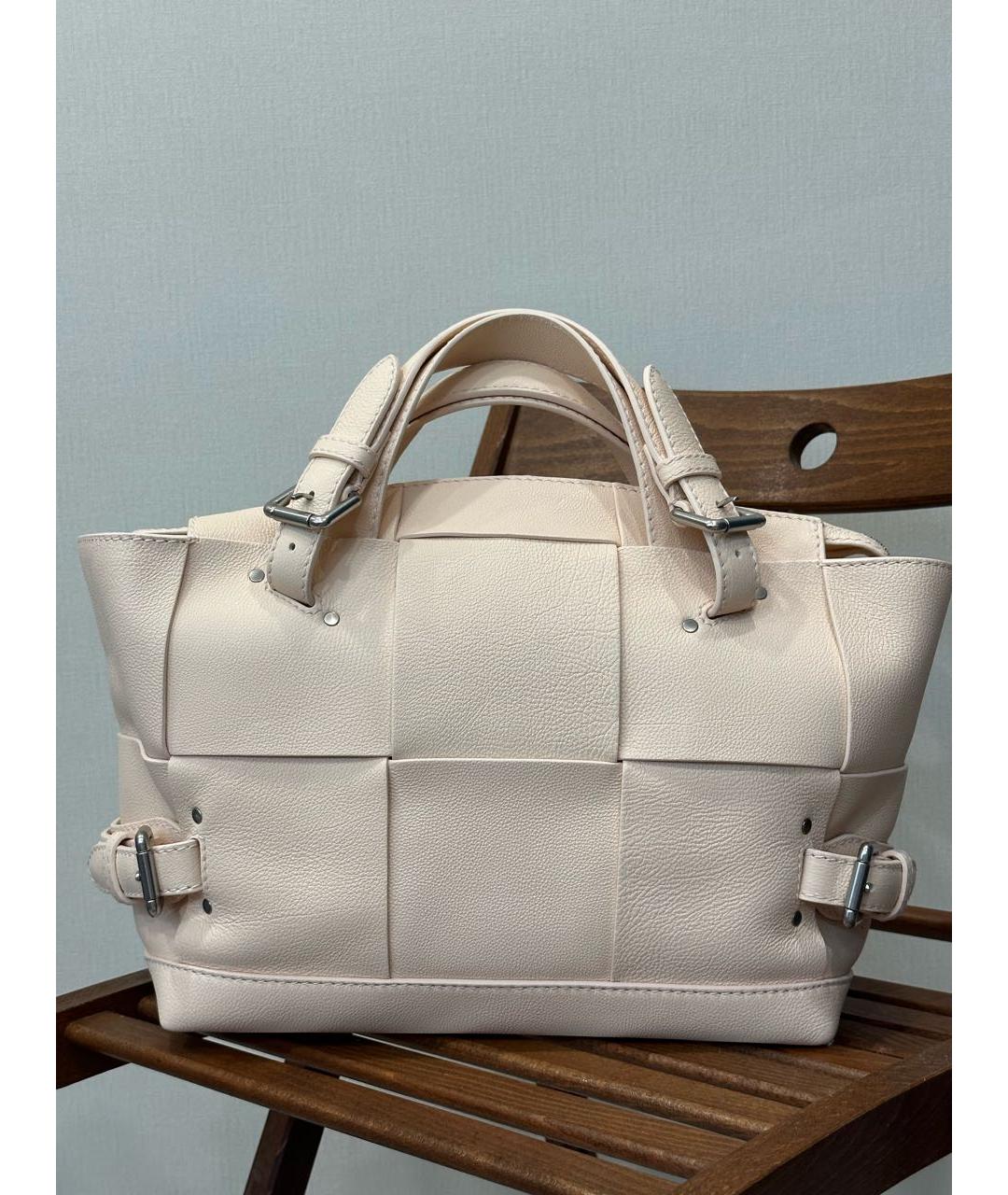 BOTTEGA VENETA Бежевая кожаная сумка тоут, фото 4