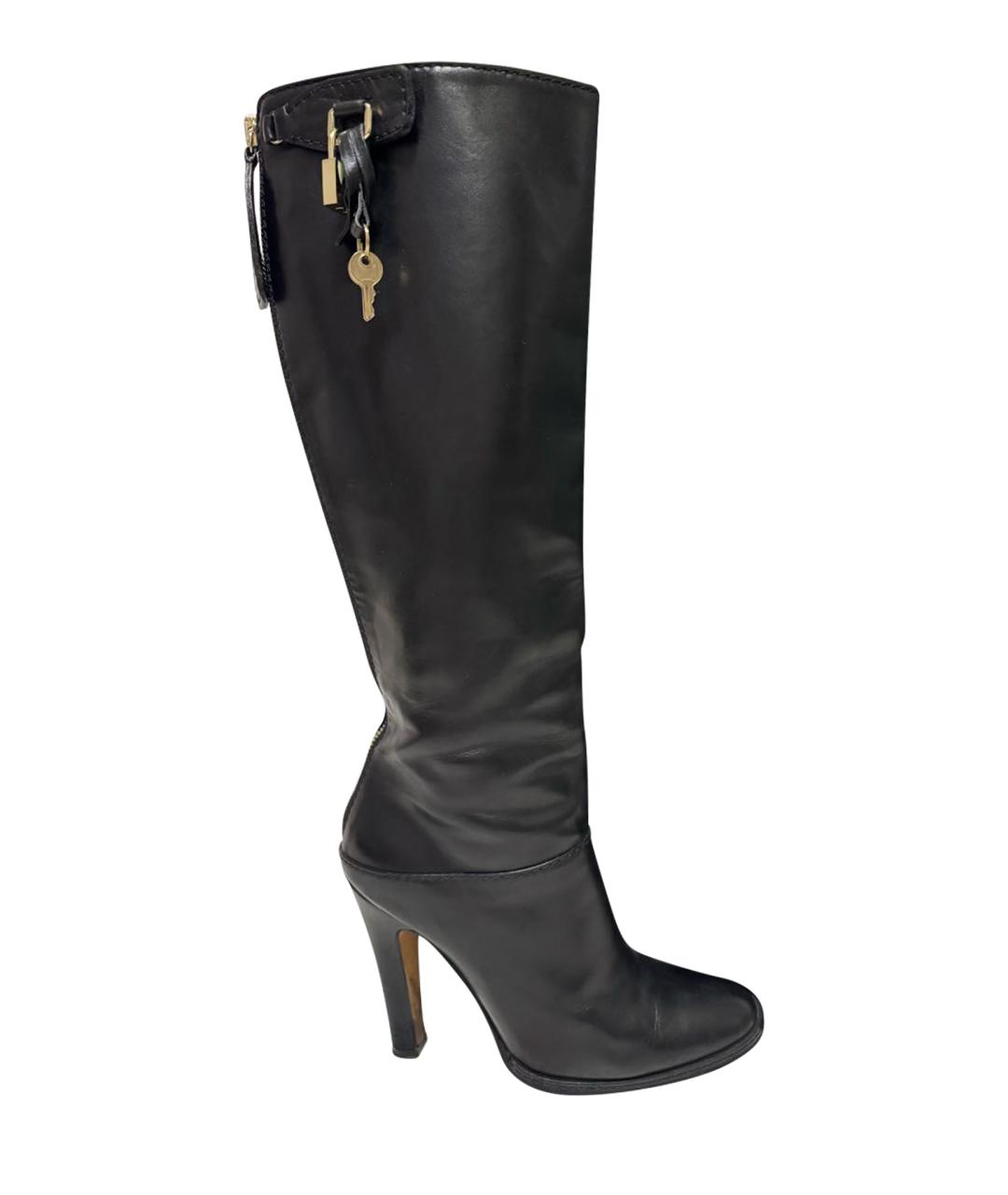 DOLCE&GABBANA Черные кожаные сапоги, фото 1