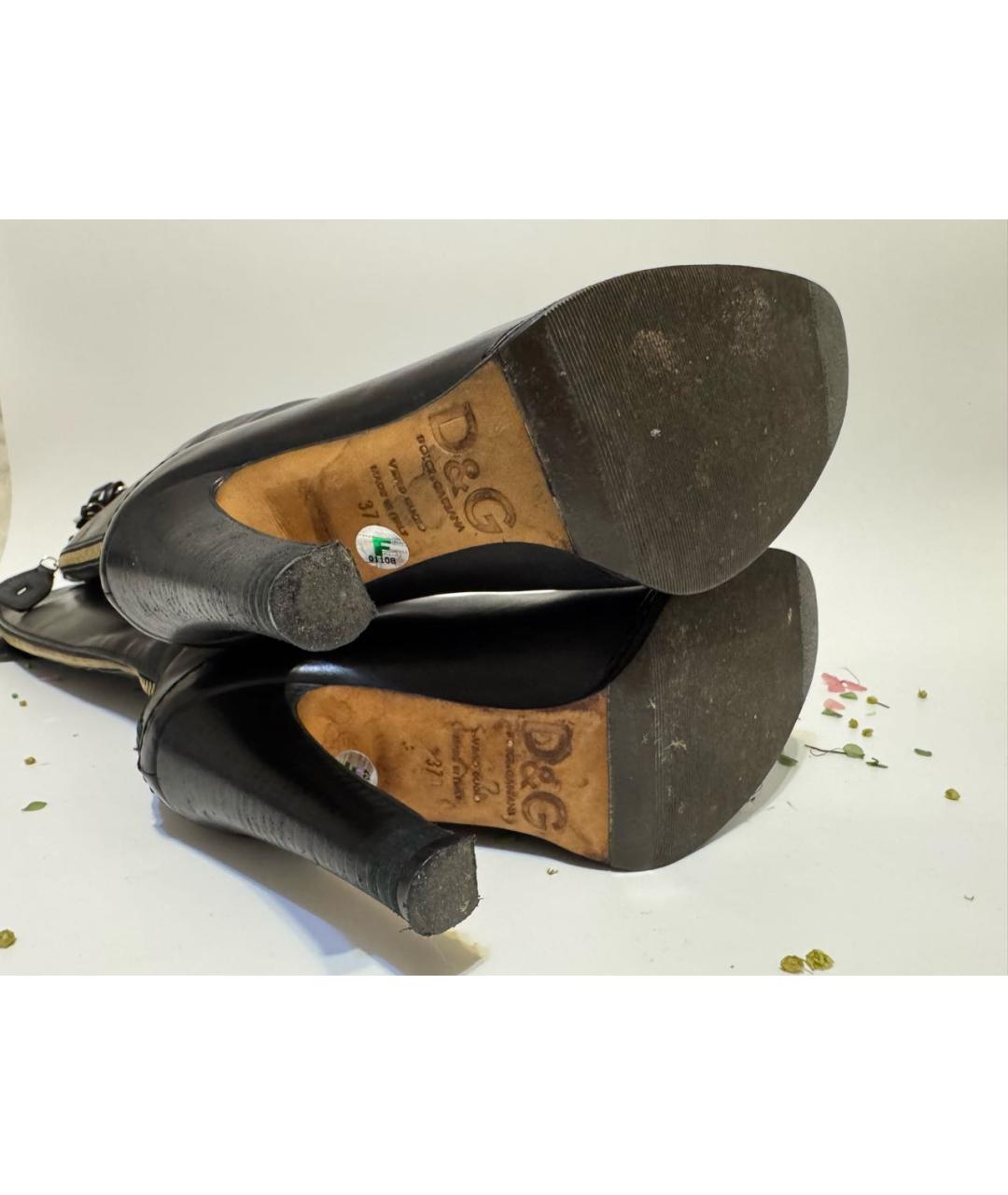 DOLCE&GABBANA Черные кожаные сапоги, фото 7