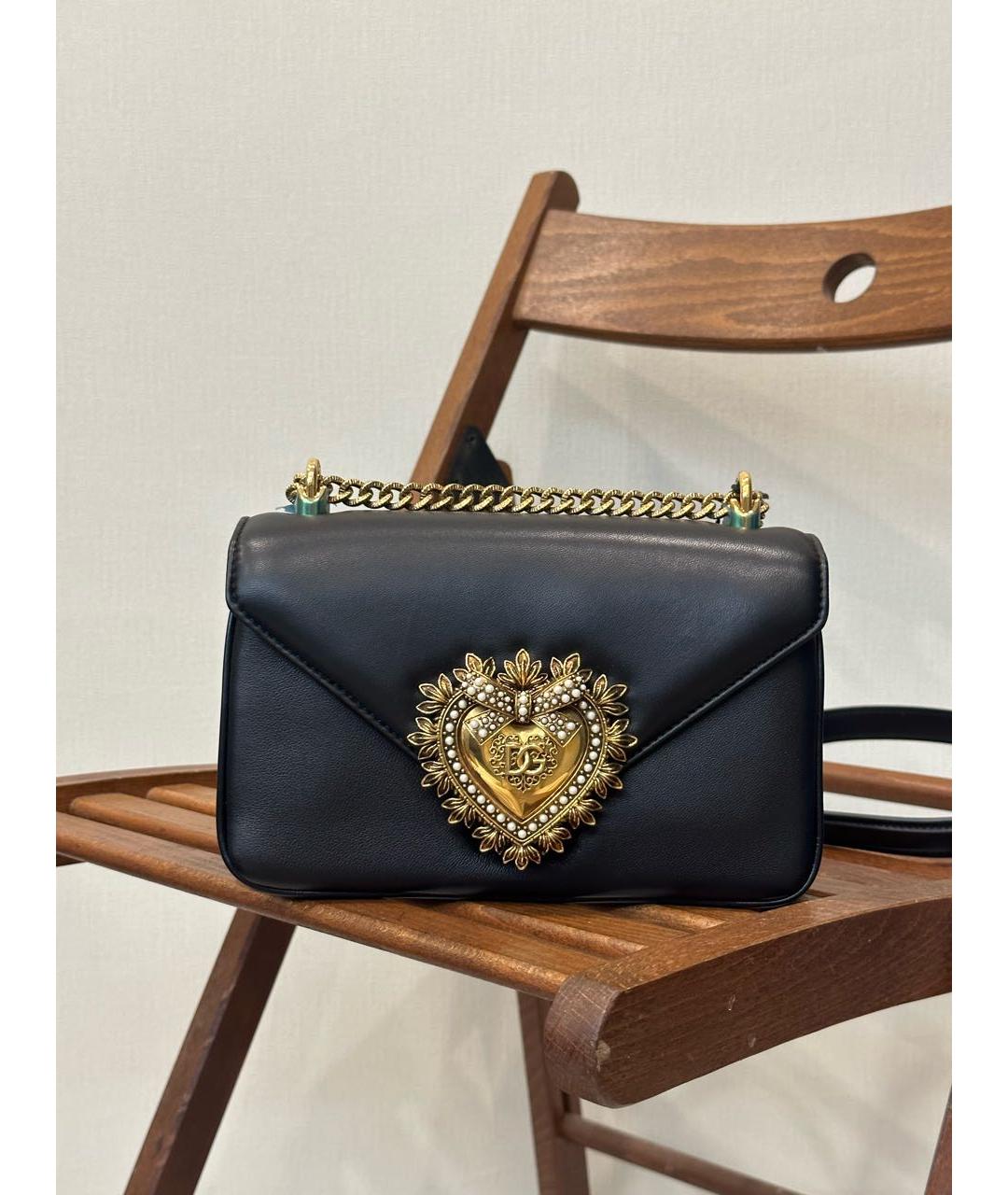 DOLCE&GABBANA Черная кожаная сумка через плечо, фото 2