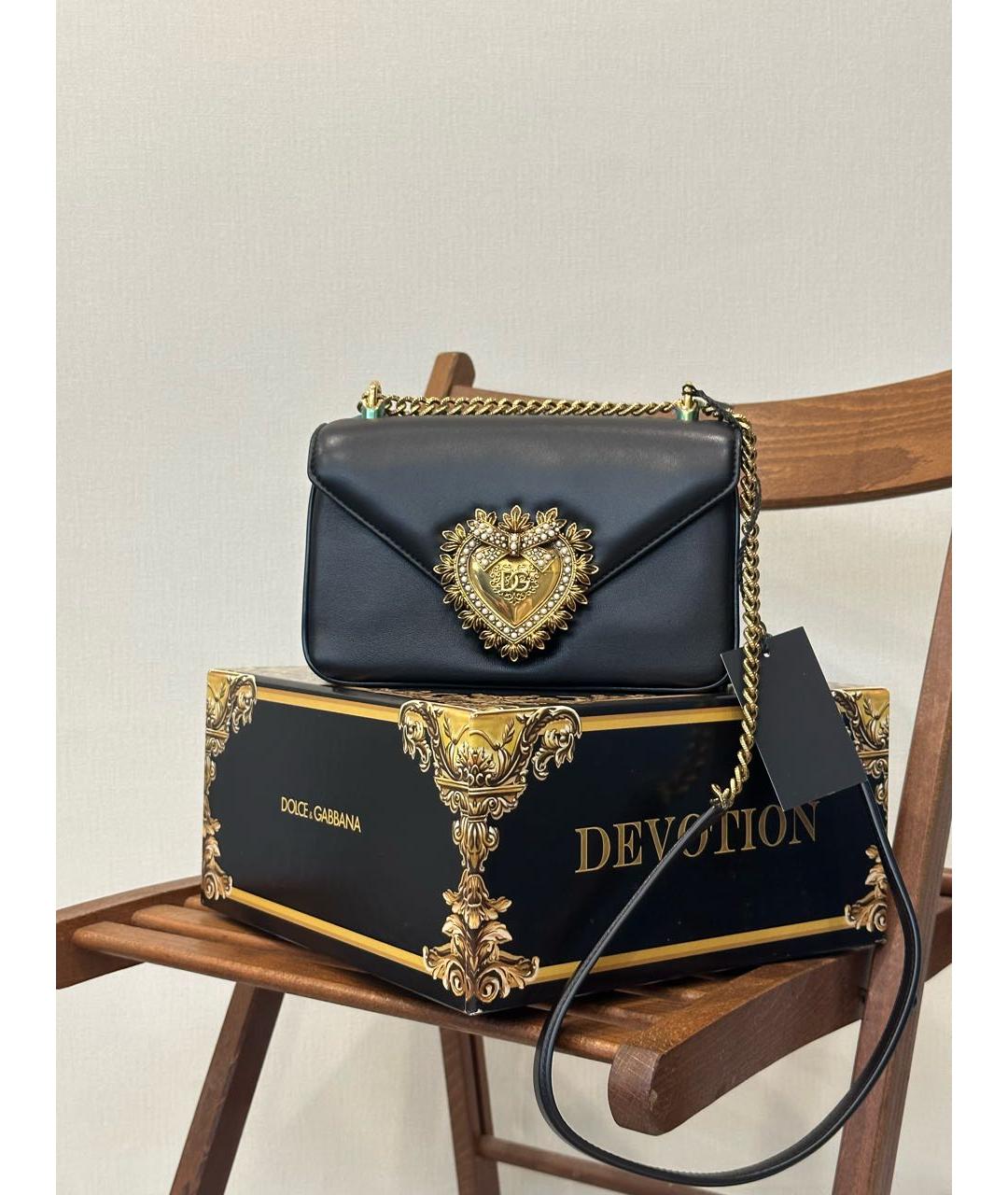 DOLCE&GABBANA Черная кожаная сумка через плечо, фото 9