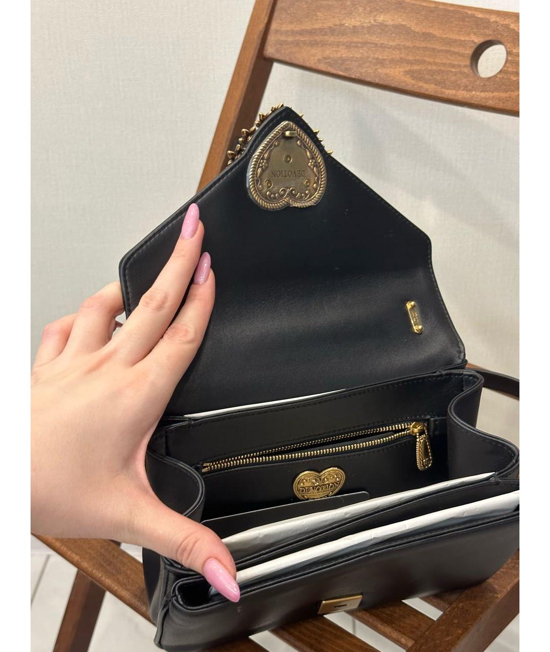 DOLCE&GABBANA Черная кожаная сумка через плечо, фото 5