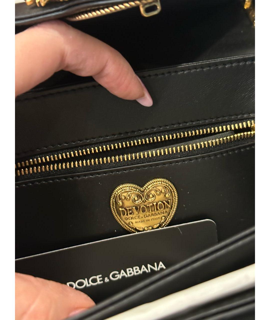 DOLCE&GABBANA Черная кожаная сумка через плечо, фото 6