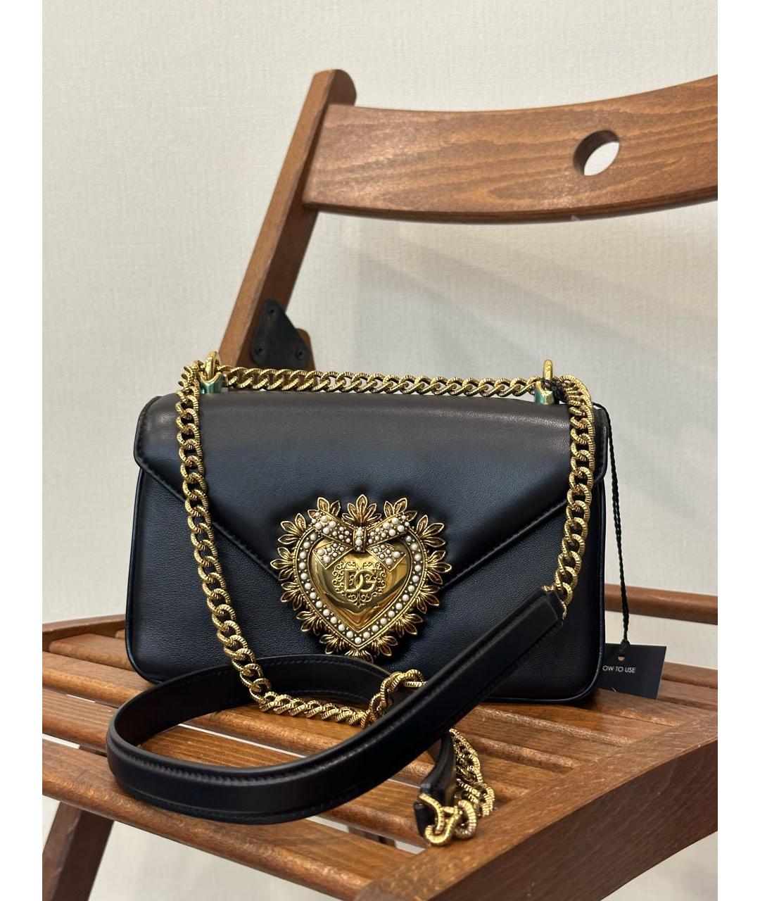 DOLCE&GABBANA Черная кожаная сумка через плечо, фото 8