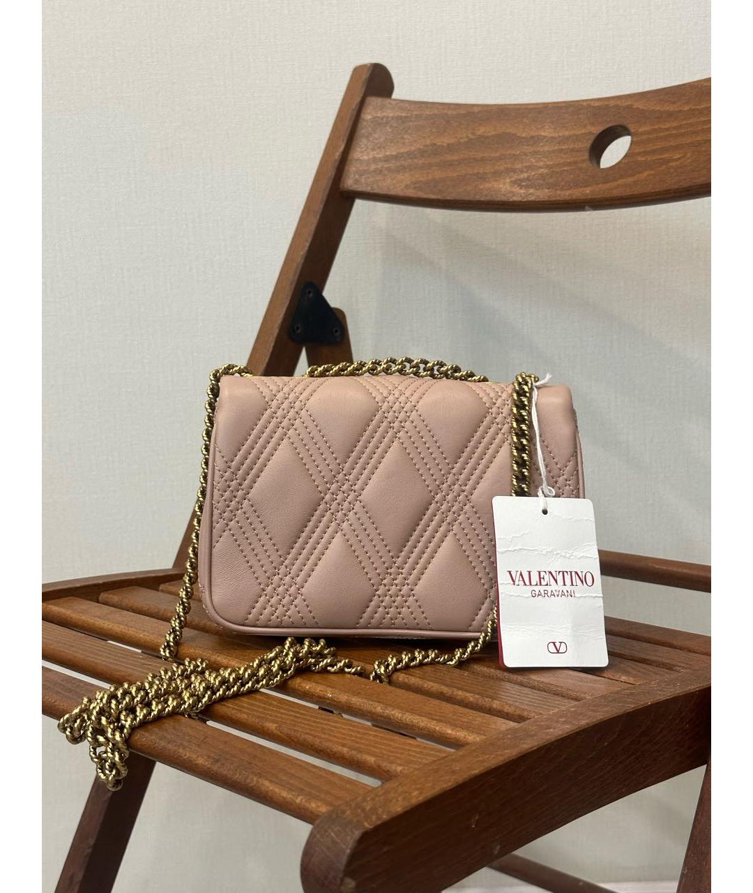 VALENTINO Розовая кожаная сумка через плечо, фото 3