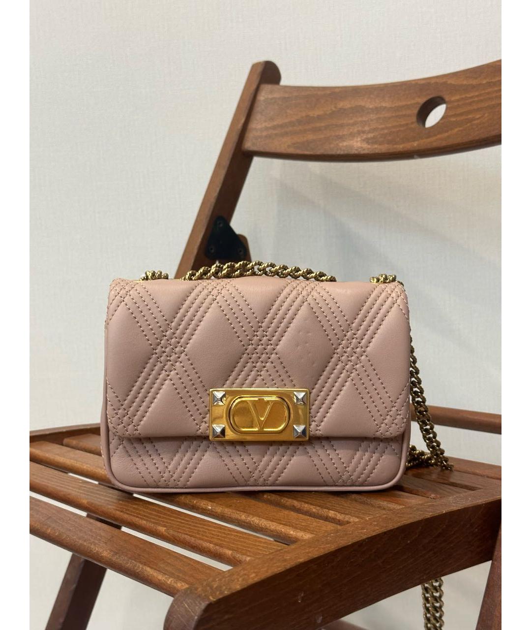 VALENTINO Розовая кожаная сумка через плечо, фото 5