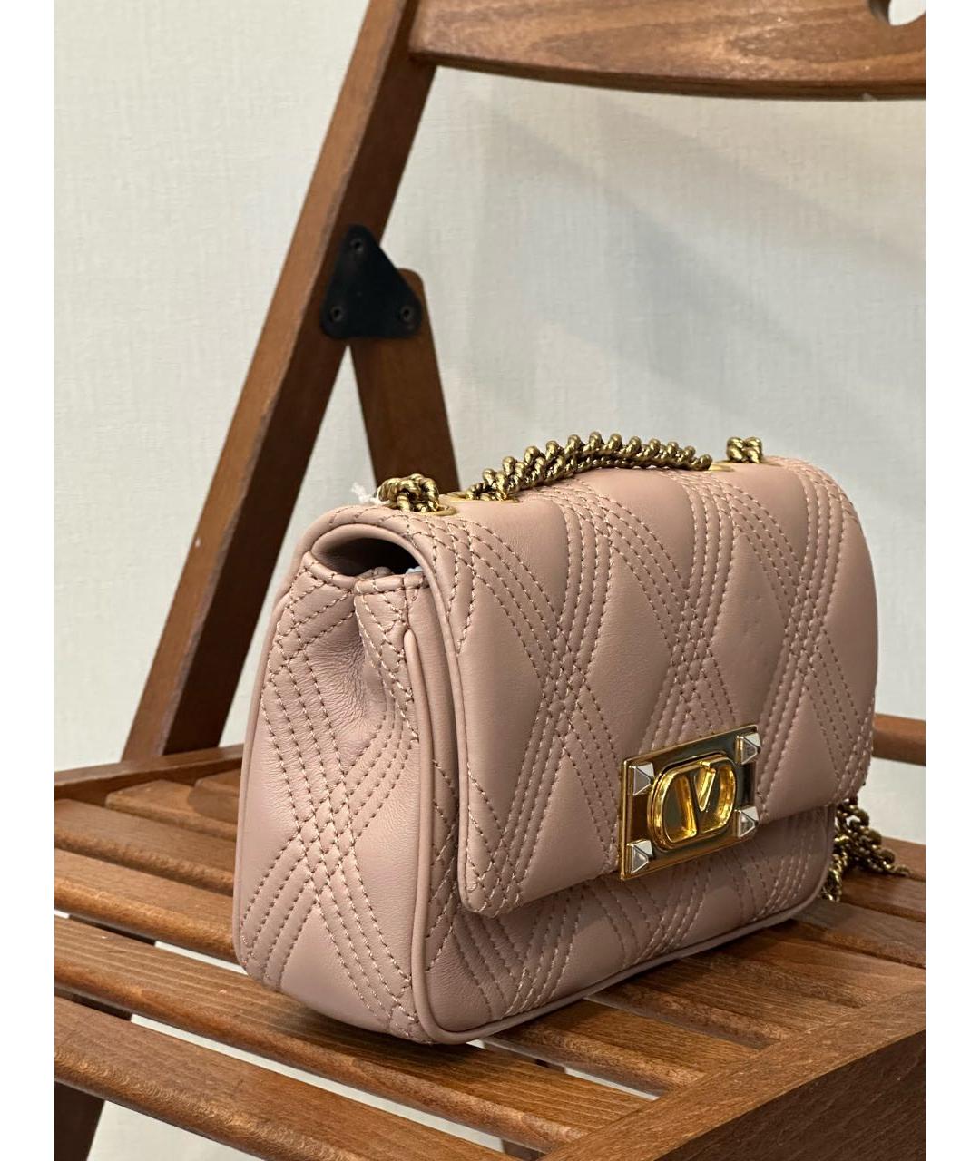VALENTINO Розовая кожаная сумка через плечо, фото 2