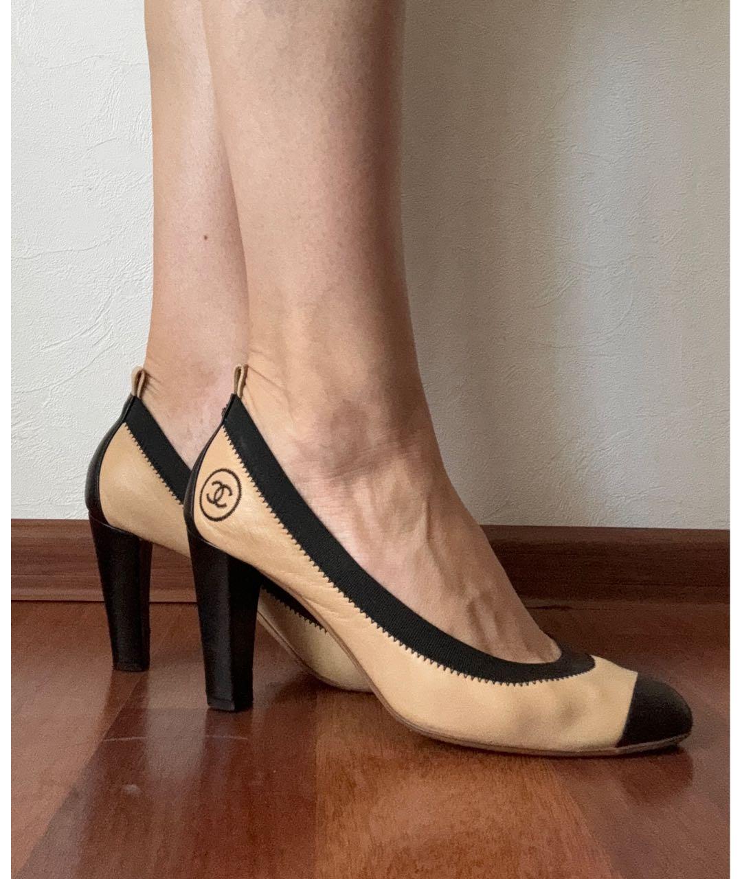 CHANEL Бежевые кожаные туфли, фото 9