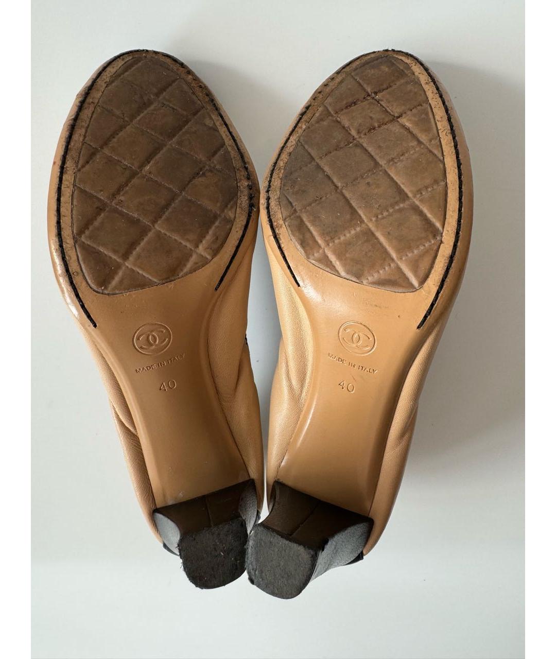 CHANEL Бежевые кожаные туфли, фото 5