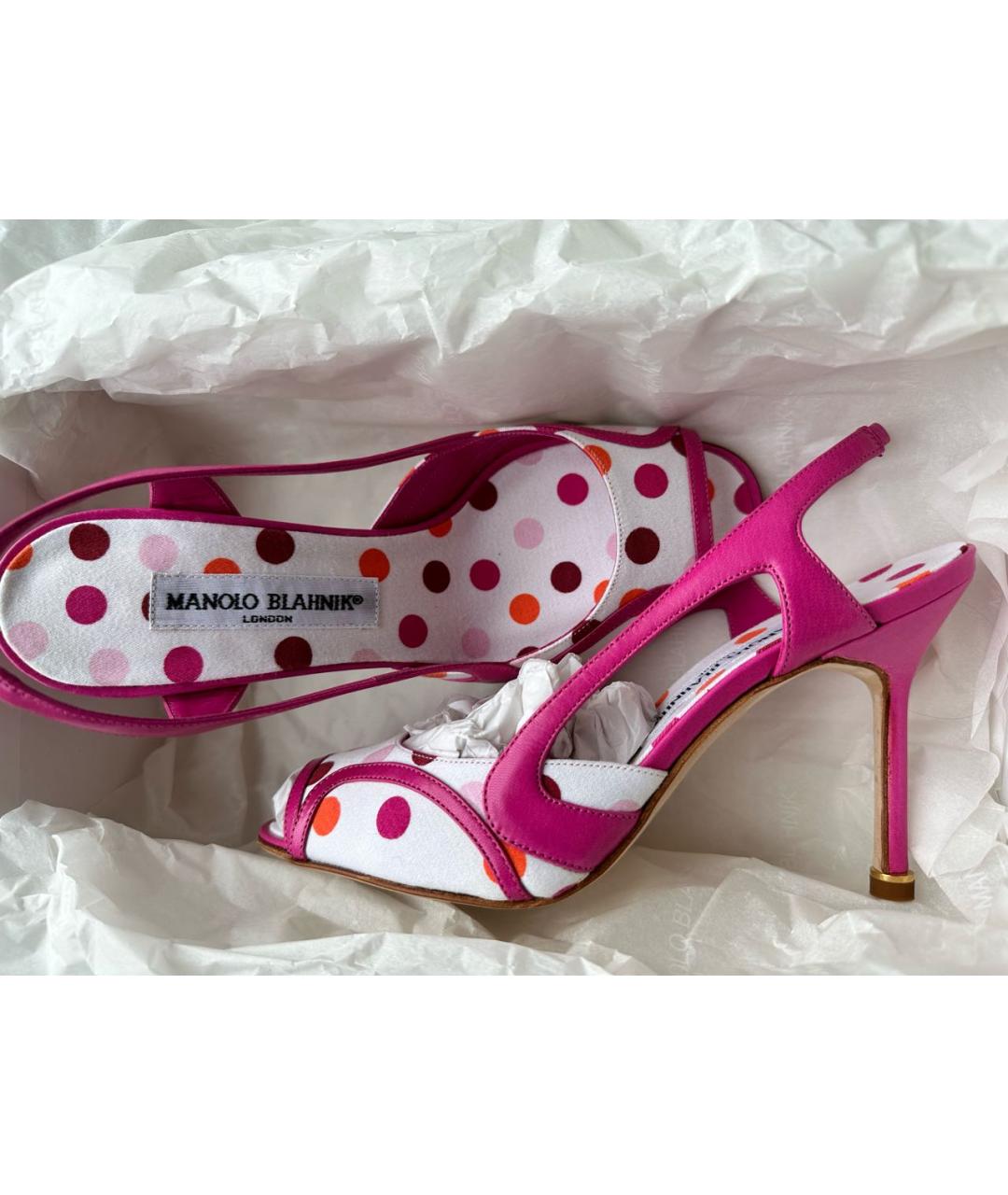 MANOLO BLAHNIK Розовые кожаные босоножки, фото 7